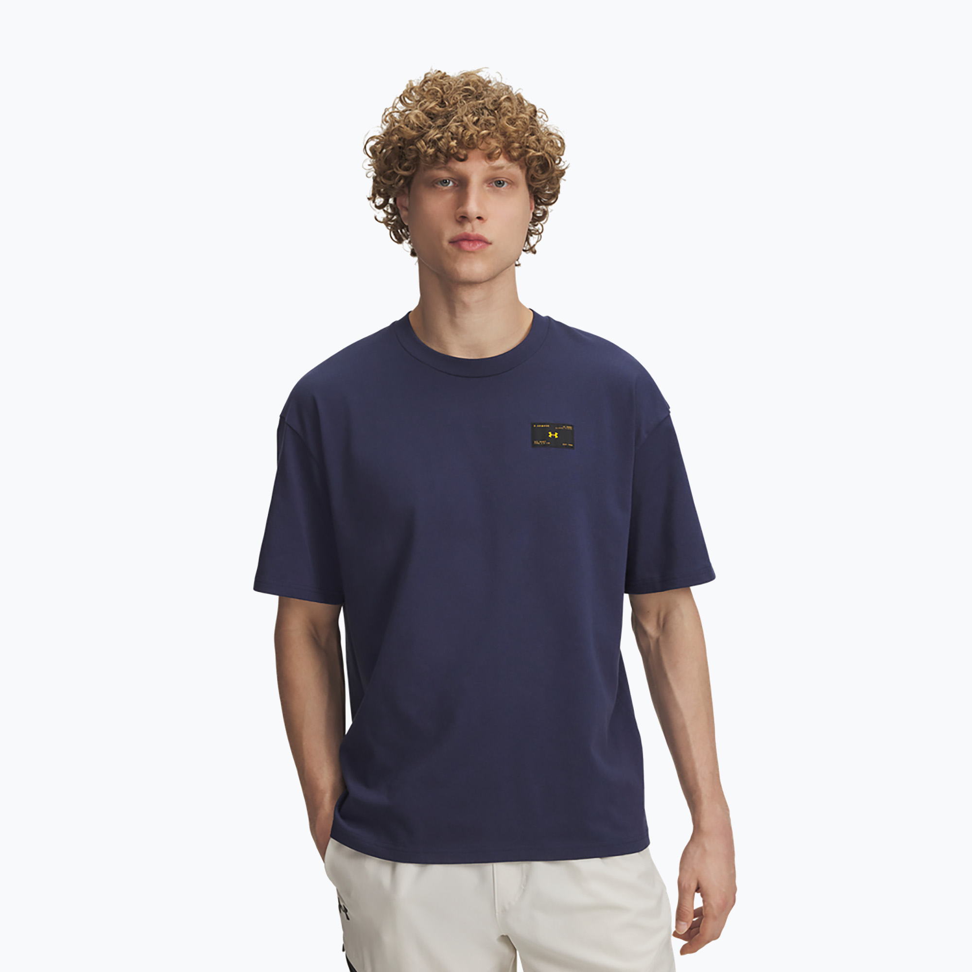 Koszulka męska Under Armour Woven Label Heavyweight washed navy/black 