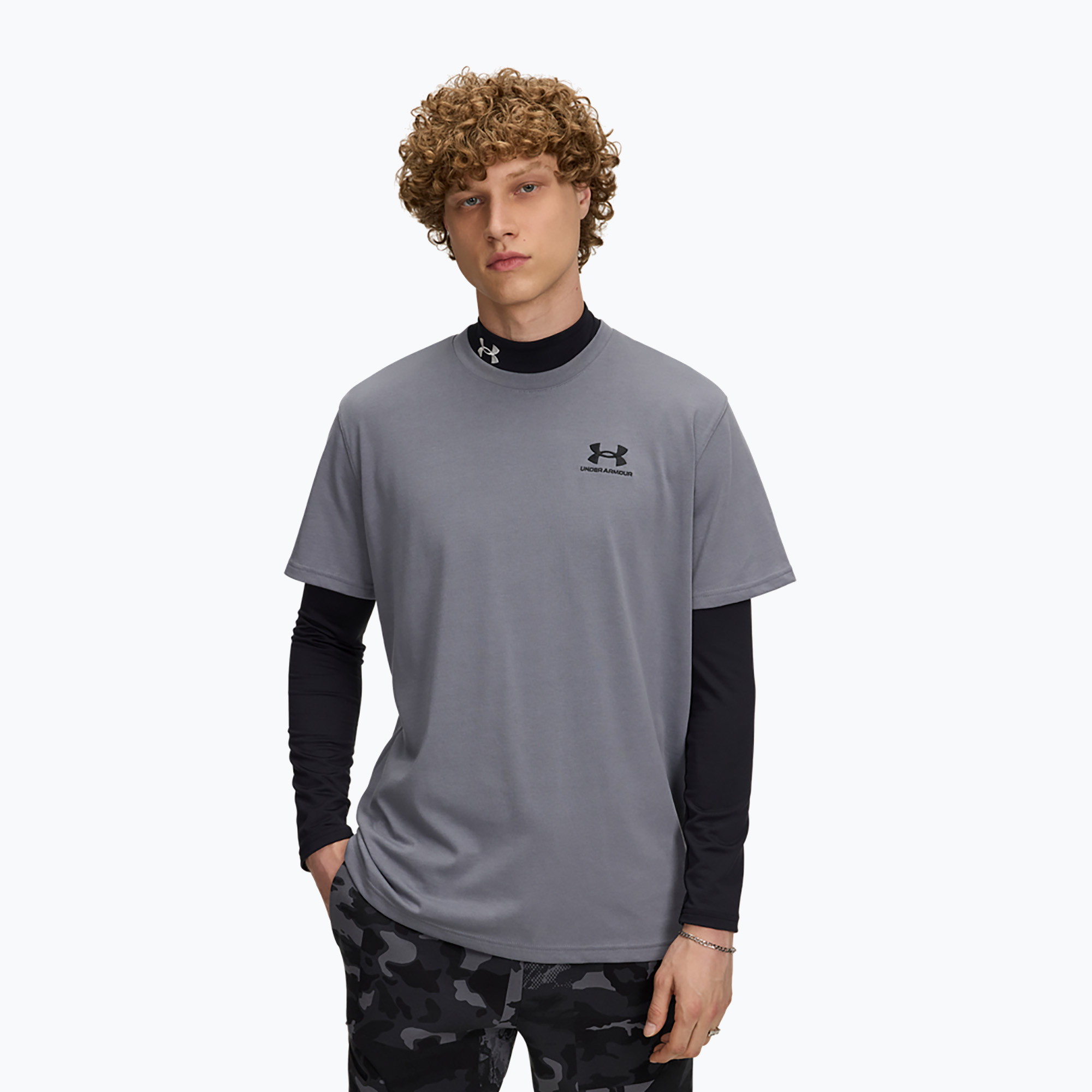 Koszulka treningowa męska Under Armour Logo Emb Heavyweight titan gray/black 