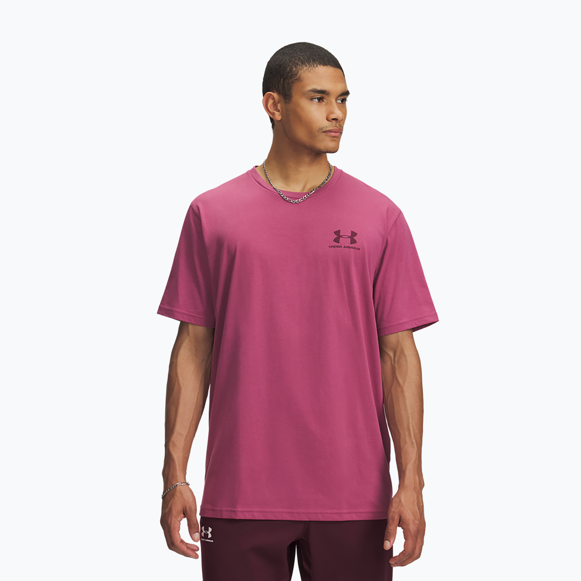 Koszulka męska Under Armour Sportstyle Left Chest fuchsia dusk/dark maroon 