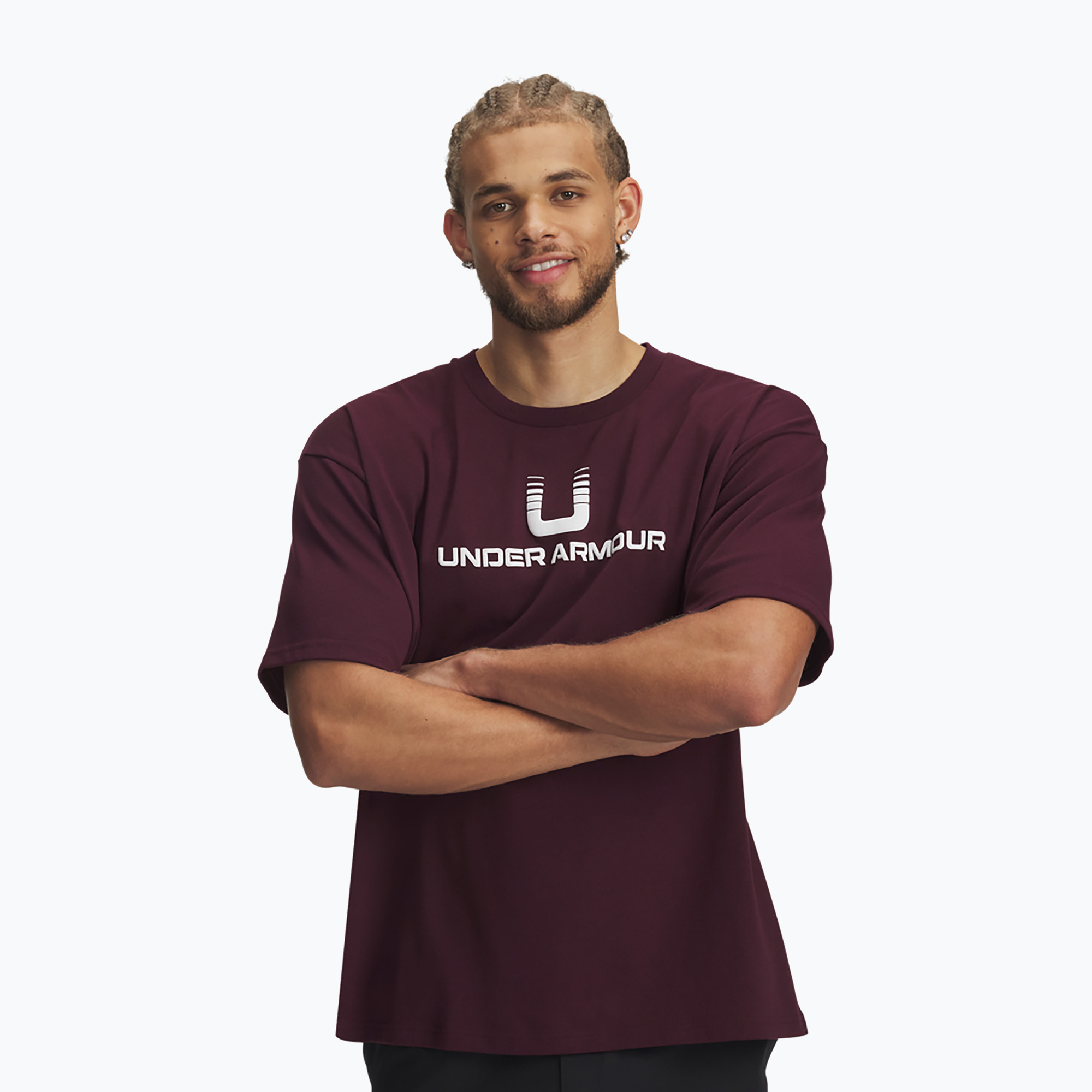 Koszulka męska Under Armour Logo Heayweight dark maroon/white 