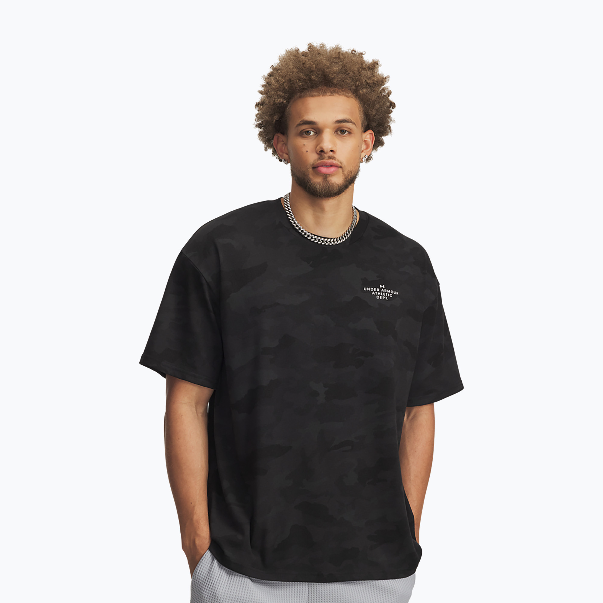 Koszulka treningowa męska Under Armour HTW Athletic Dept AOP black/white 