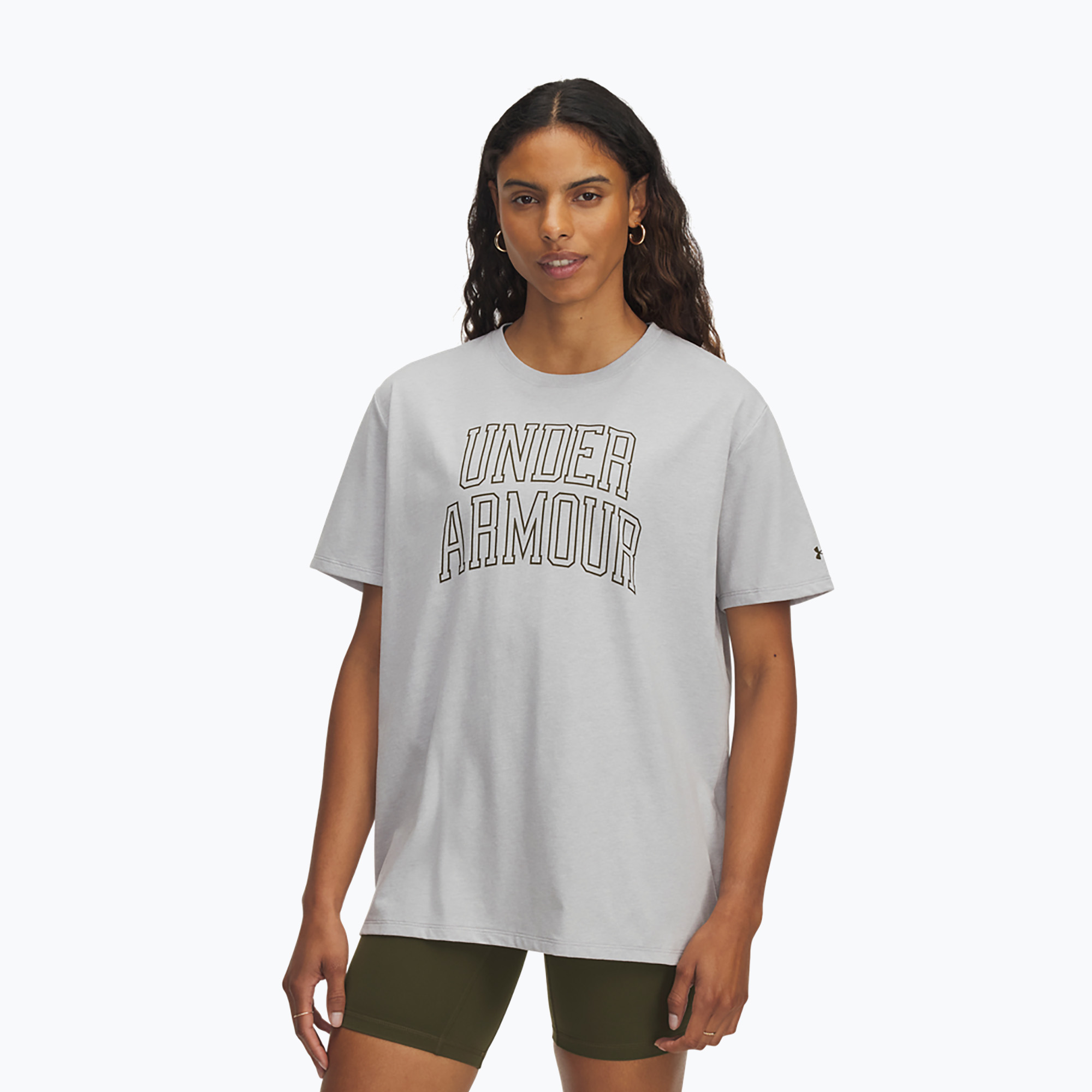 Koszulka treningowa damska Under Armour Rival Campus mod gray light heather/expedition green 