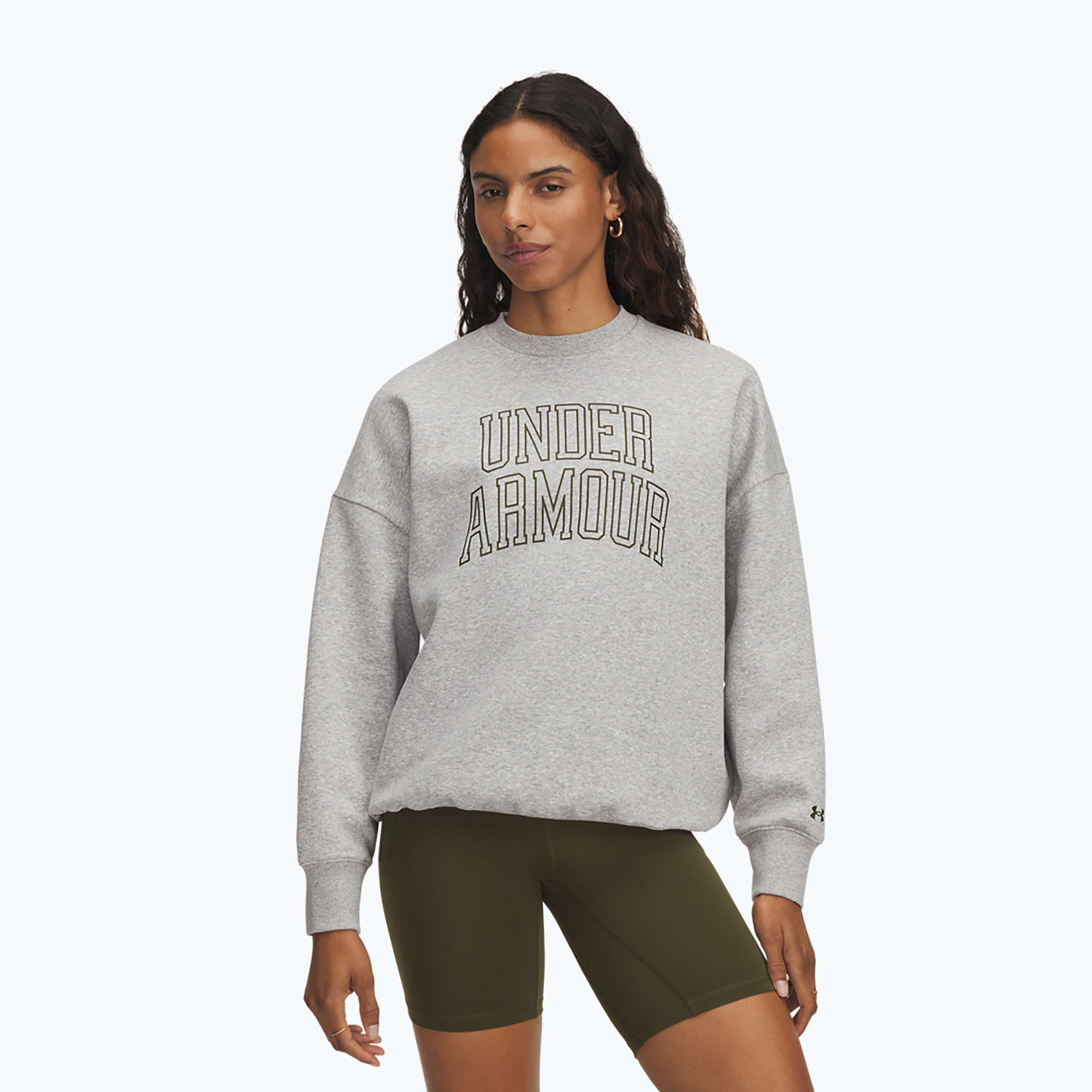Bluza damska Under Armour Rival Fleece Varsity Crew halo gray light heather/expedition green 