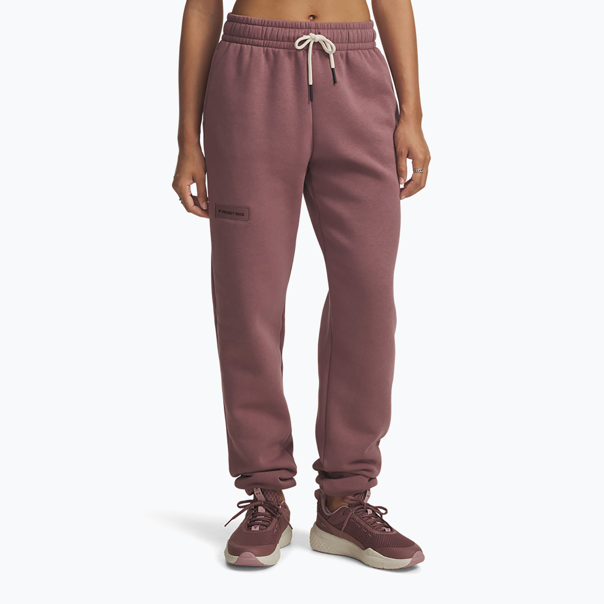 Spodnie treningowe damskie Under Armour Project Rock Icon maroon mist/black