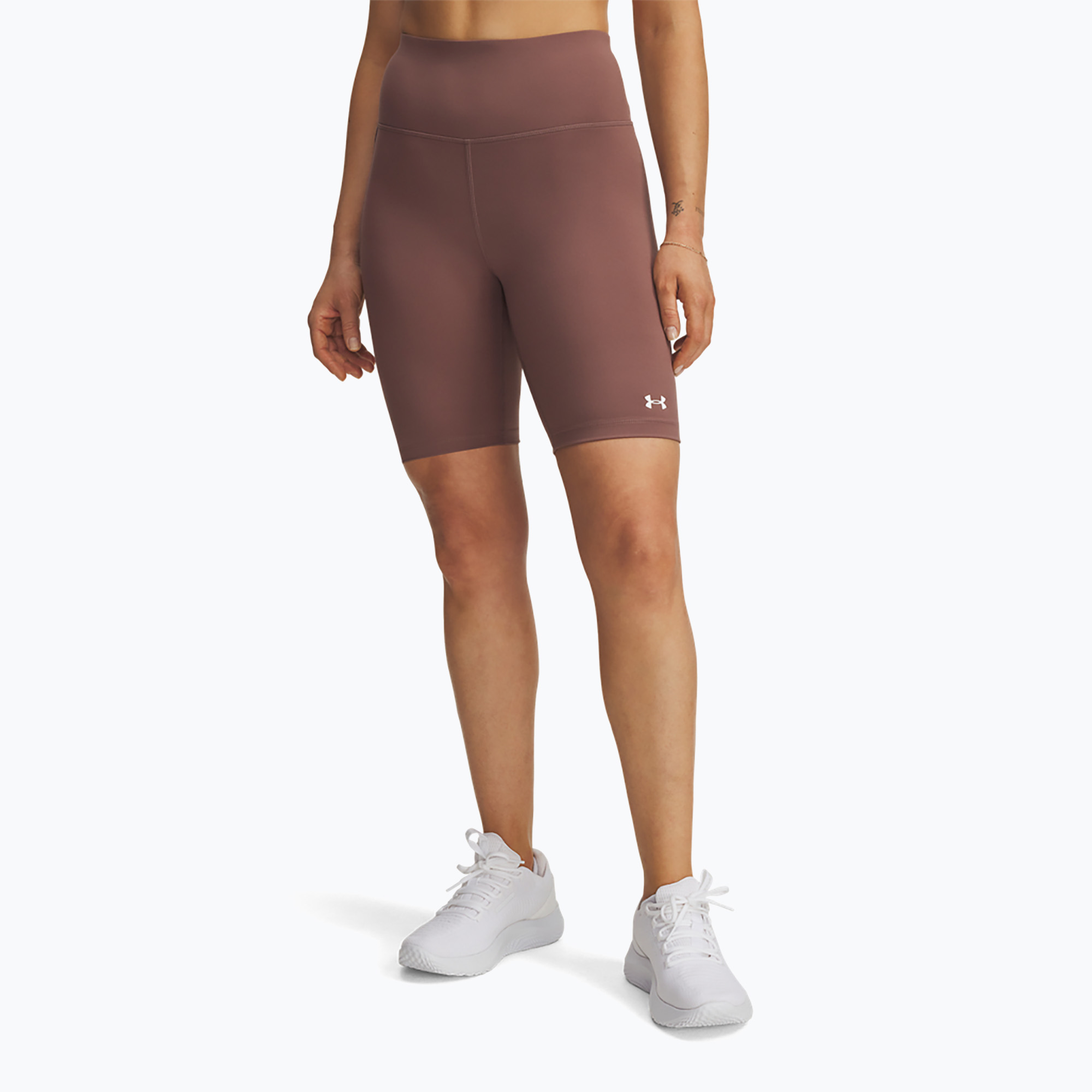 Spodenki treningowe damskie Under Armour Motion Bike EMEA sierra taupe/white 