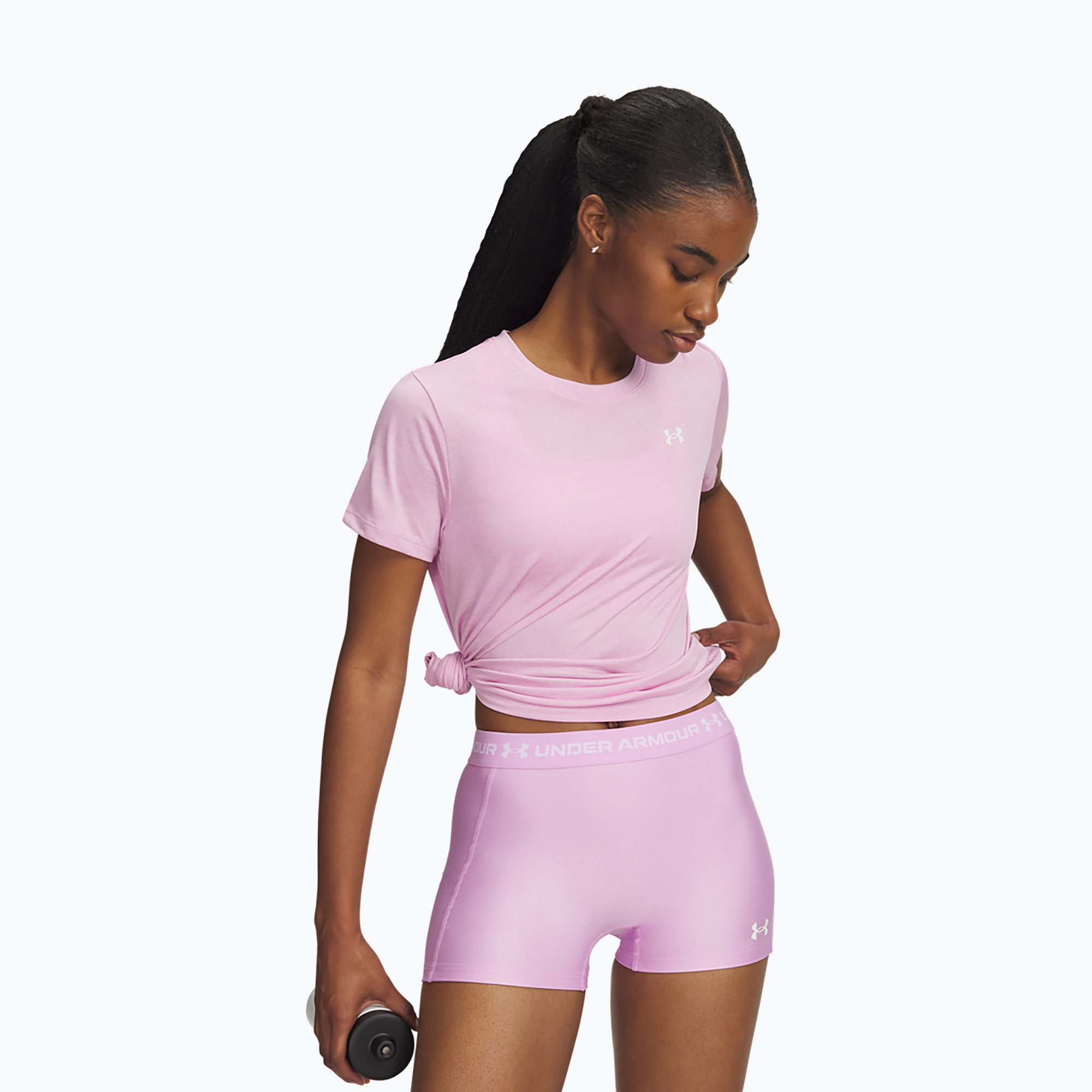 Дамска тениска за тренировка Under Armour Tech Twist pink dawn/white