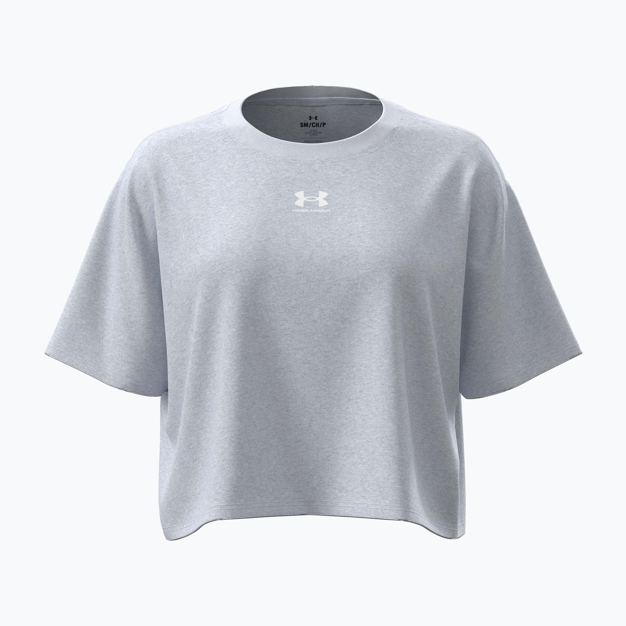 Koszulka treningowa damska Under Armour Rival Boxy Tee Solid distant gray medium heather/white 