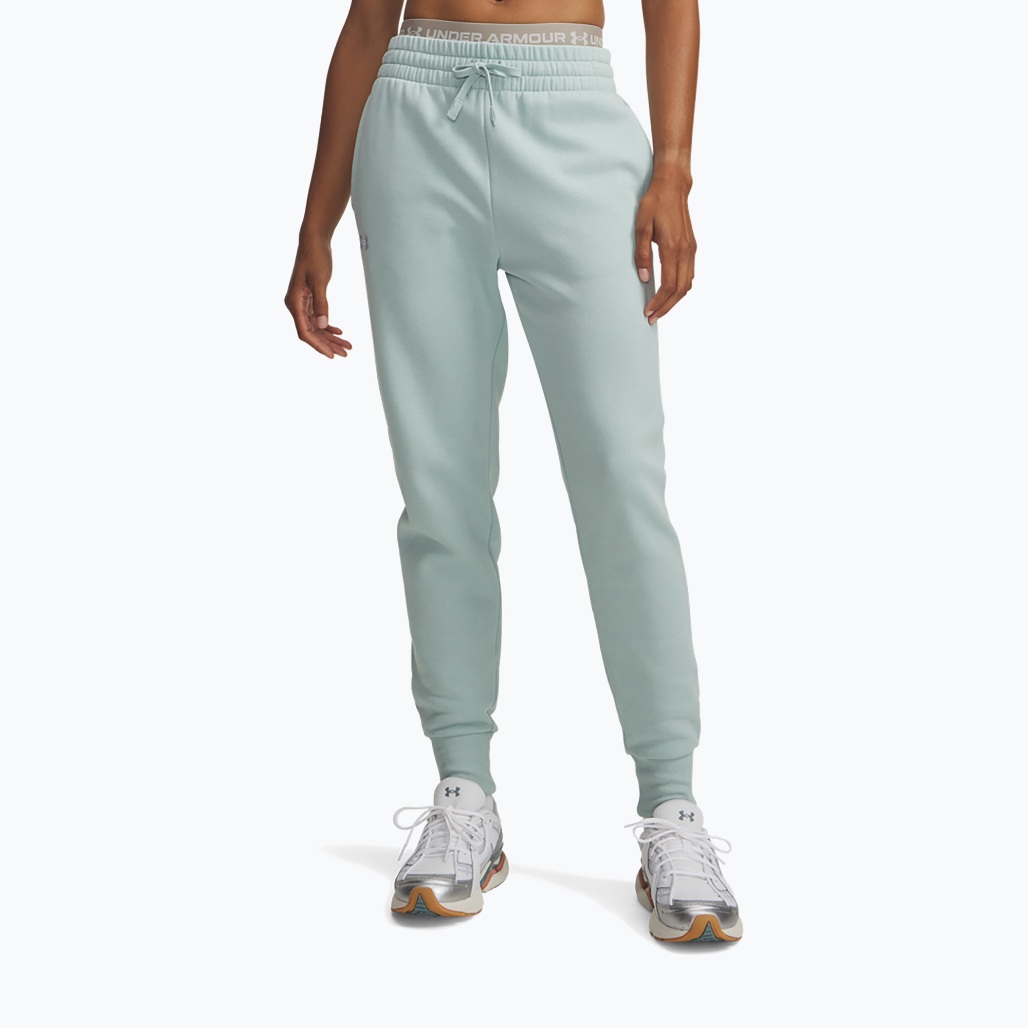 Spodnie damskie Under Armour Rival Fleece Joggers enamel blue/white 