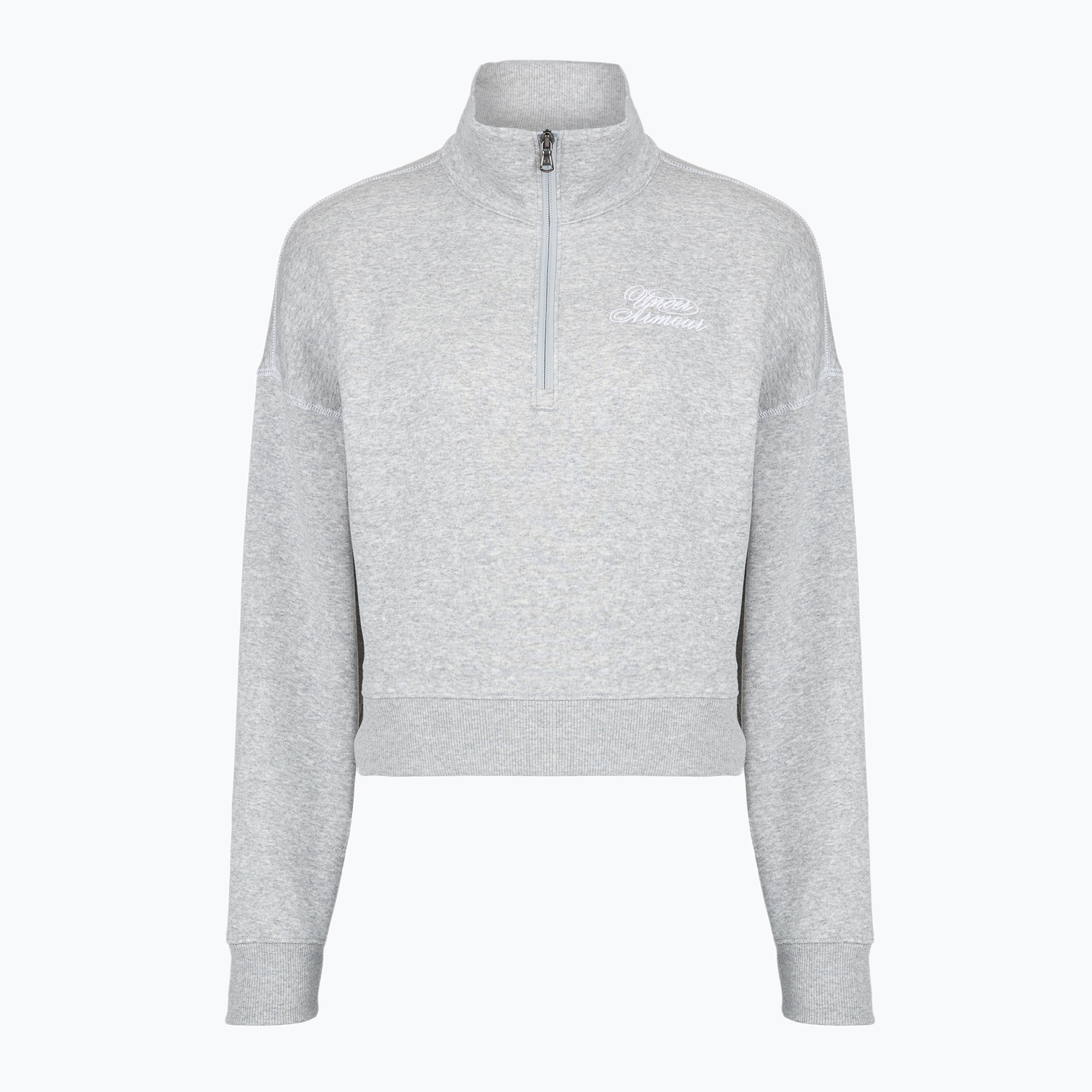 Дамски суитшърт Under Armour Rival Fleece Script HZ mod grey light heather/white