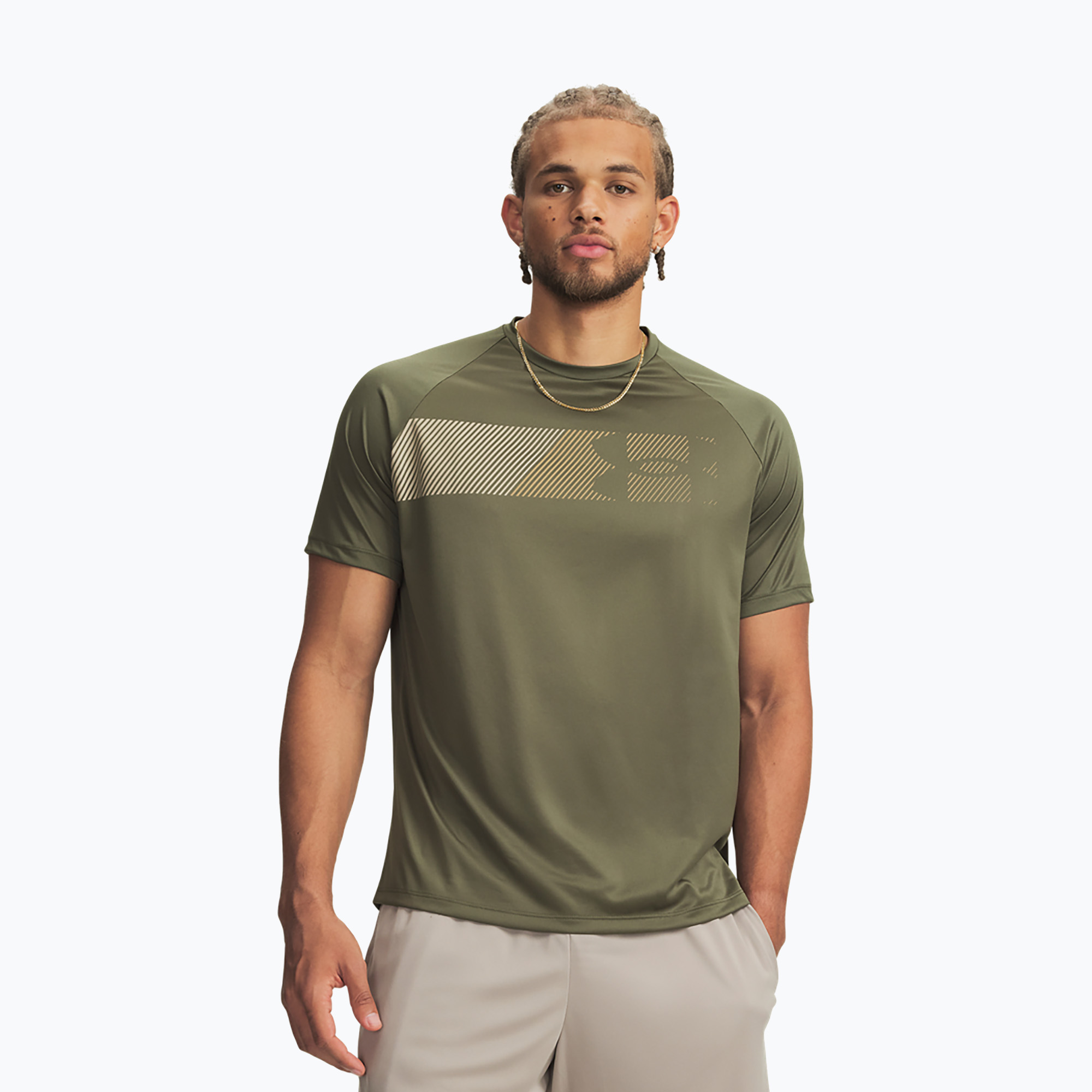 Мъжка тренировъчна тениска Under Armour Tech Graphic Tee Marine Od Green/City Khaki