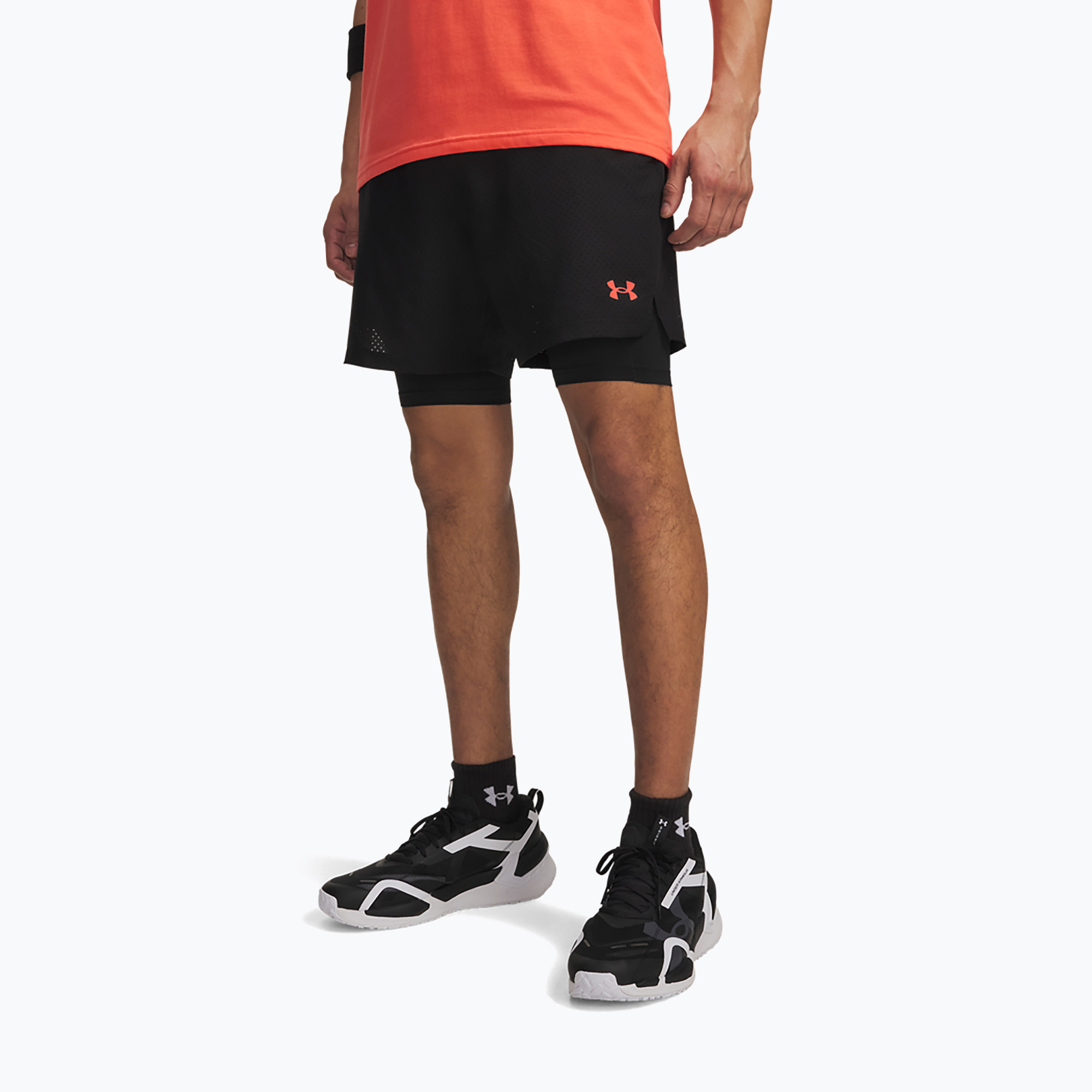 Pantaloni scurți de antrenament pentru bărbați Under Armour Vanish Woven 2.0 2IN1 Shorts ultimate black/venom red/venom red