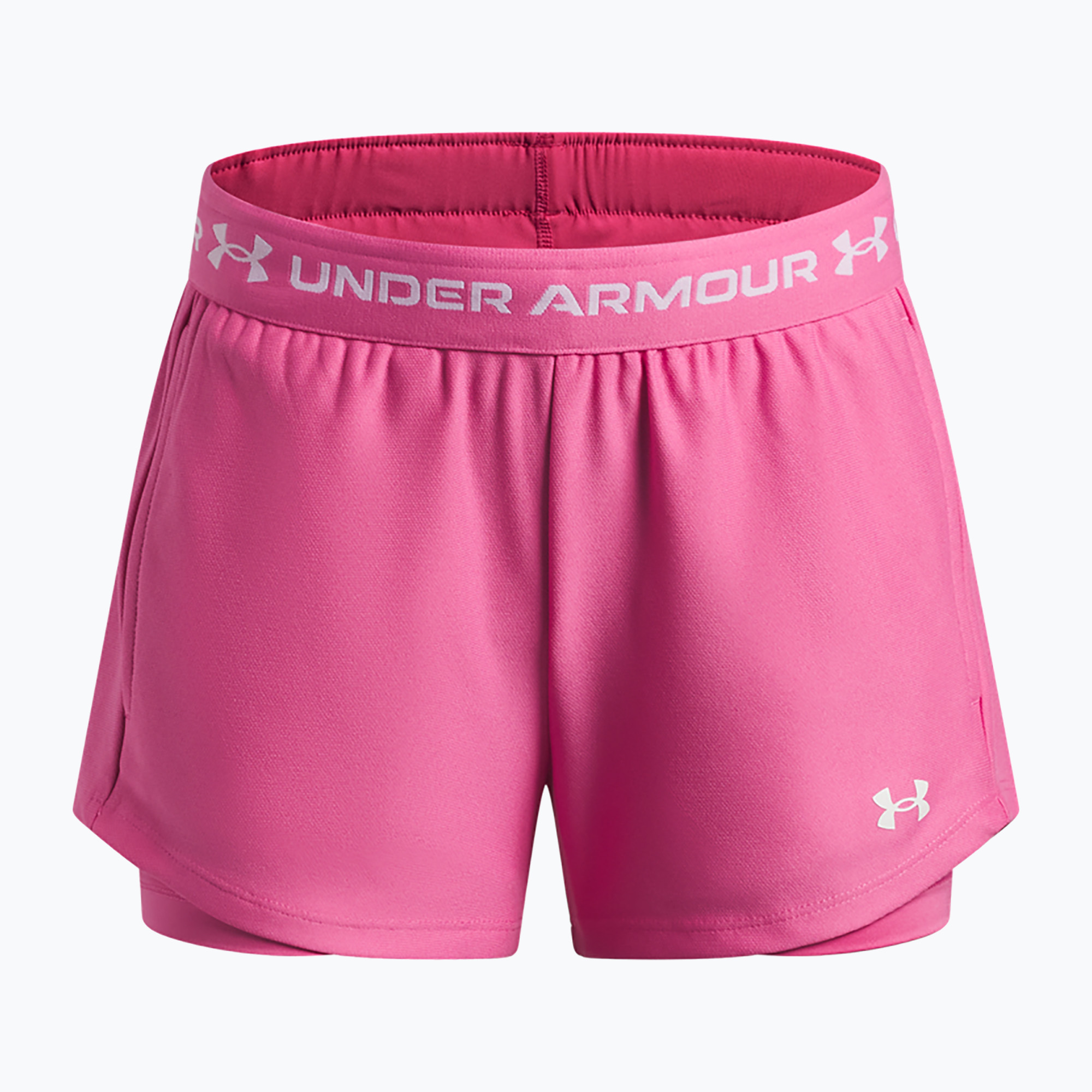 Детски тренировъчни шорти Under Armour UA Tech Play Up 2IN1 Shorts pink frenzy/white