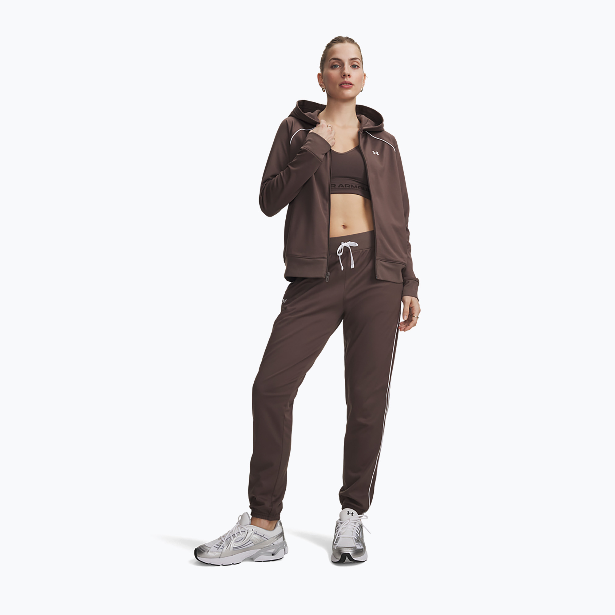 Дамски анцуг Under Armour Rival Tricot Tracksuit HD peppercorn/white