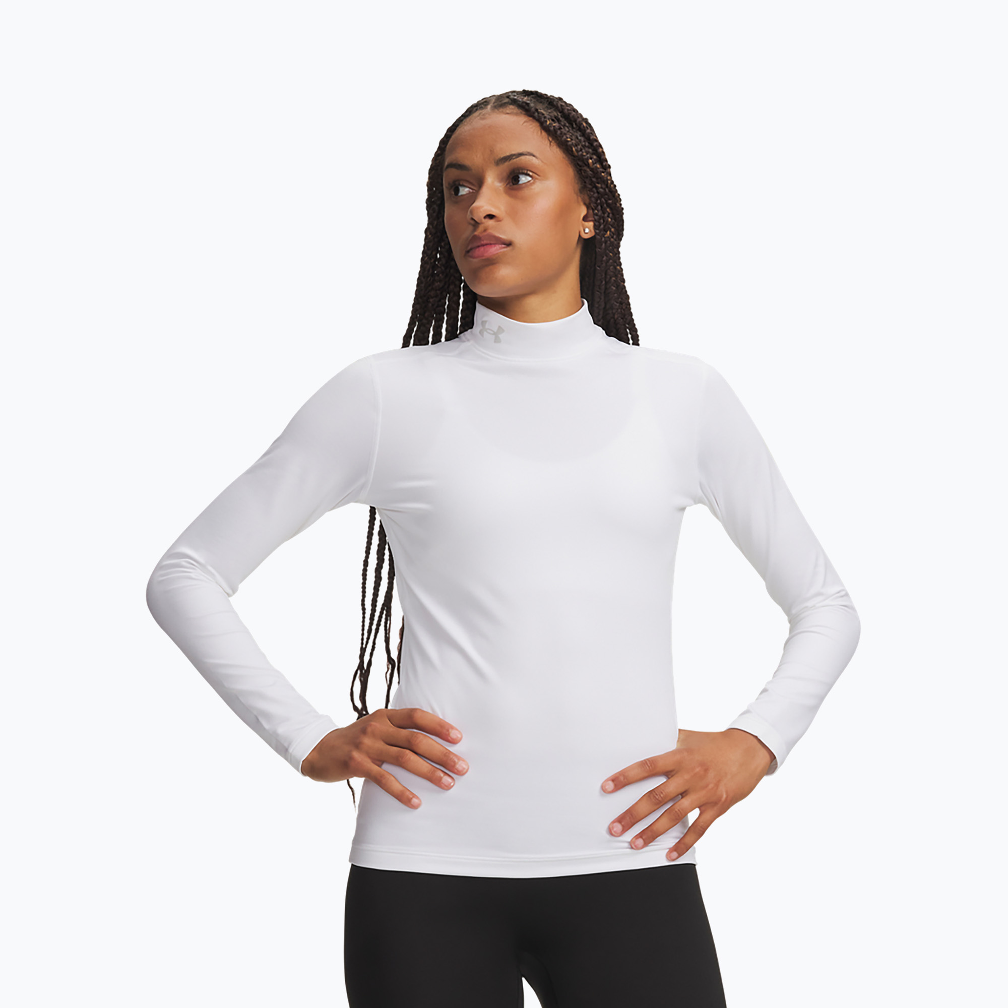 Longsleeve treningowy damski Under Armour ColdGear Mock LS white/halo gray