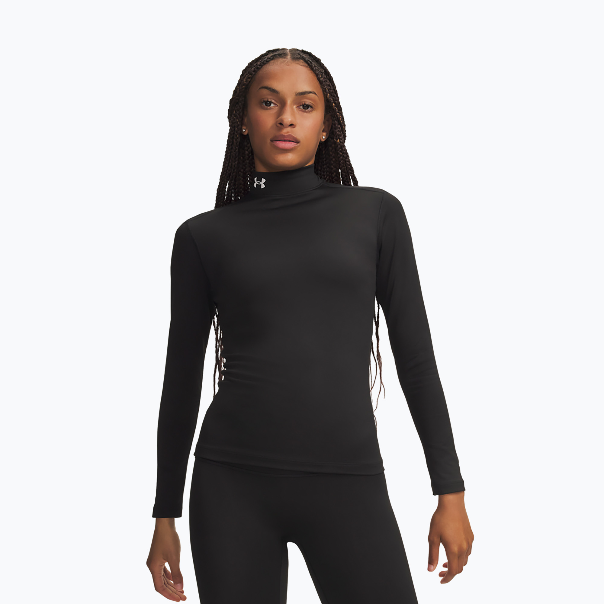 Longsleeve de antrenament pentru femei Under Armour ColdGear Mock LS ultimate black/white