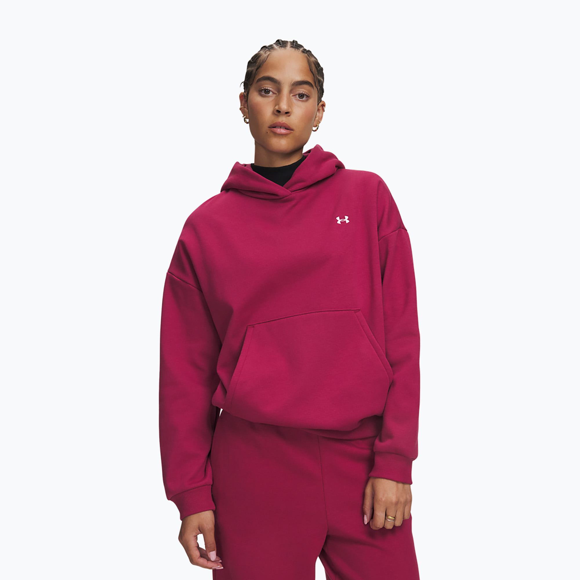 Bluză pentru femei Under Armour Icon Fleece Hoodie claret/white