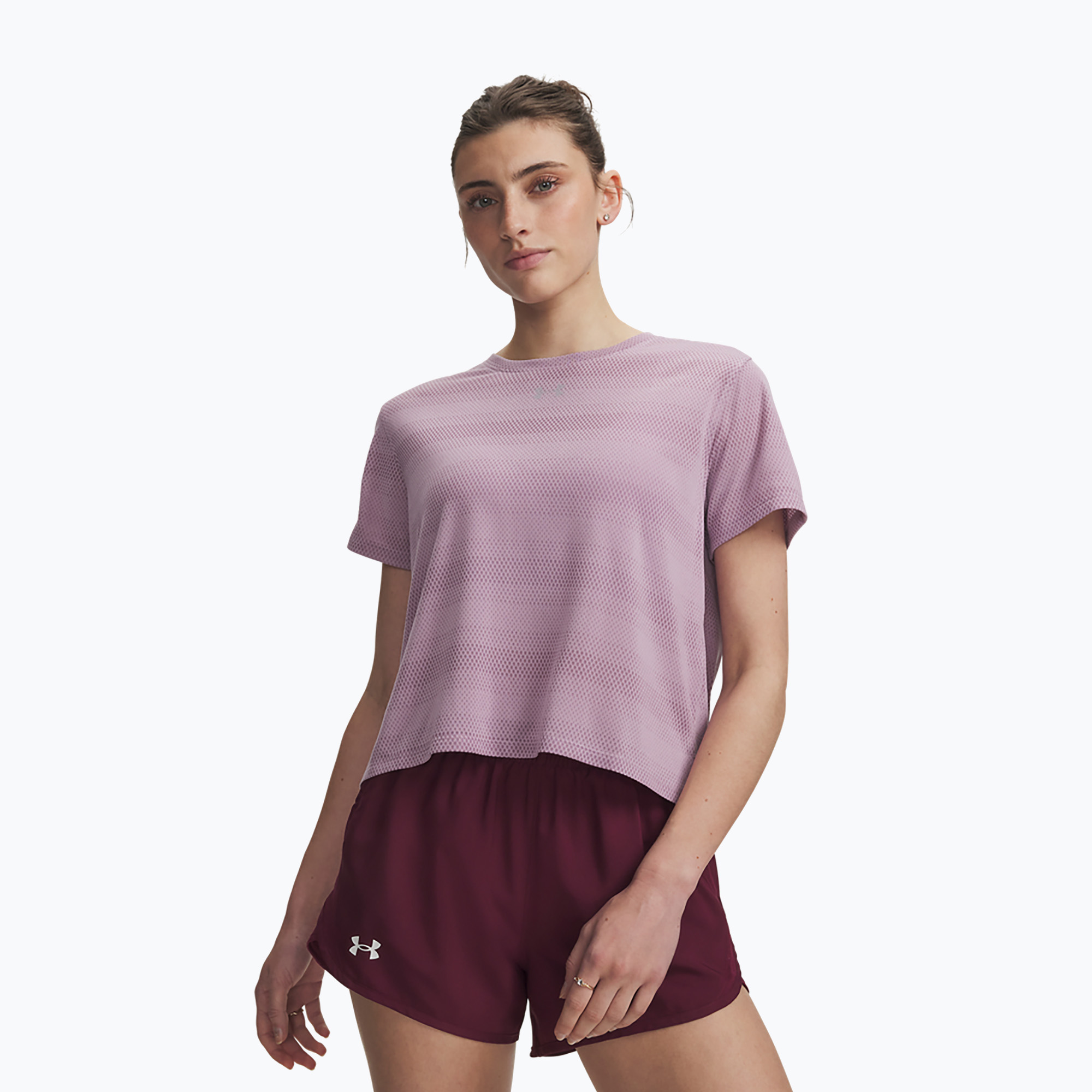 Tricou de alergare pentru femei Under Armour Velociti SS mauve pink/reflective