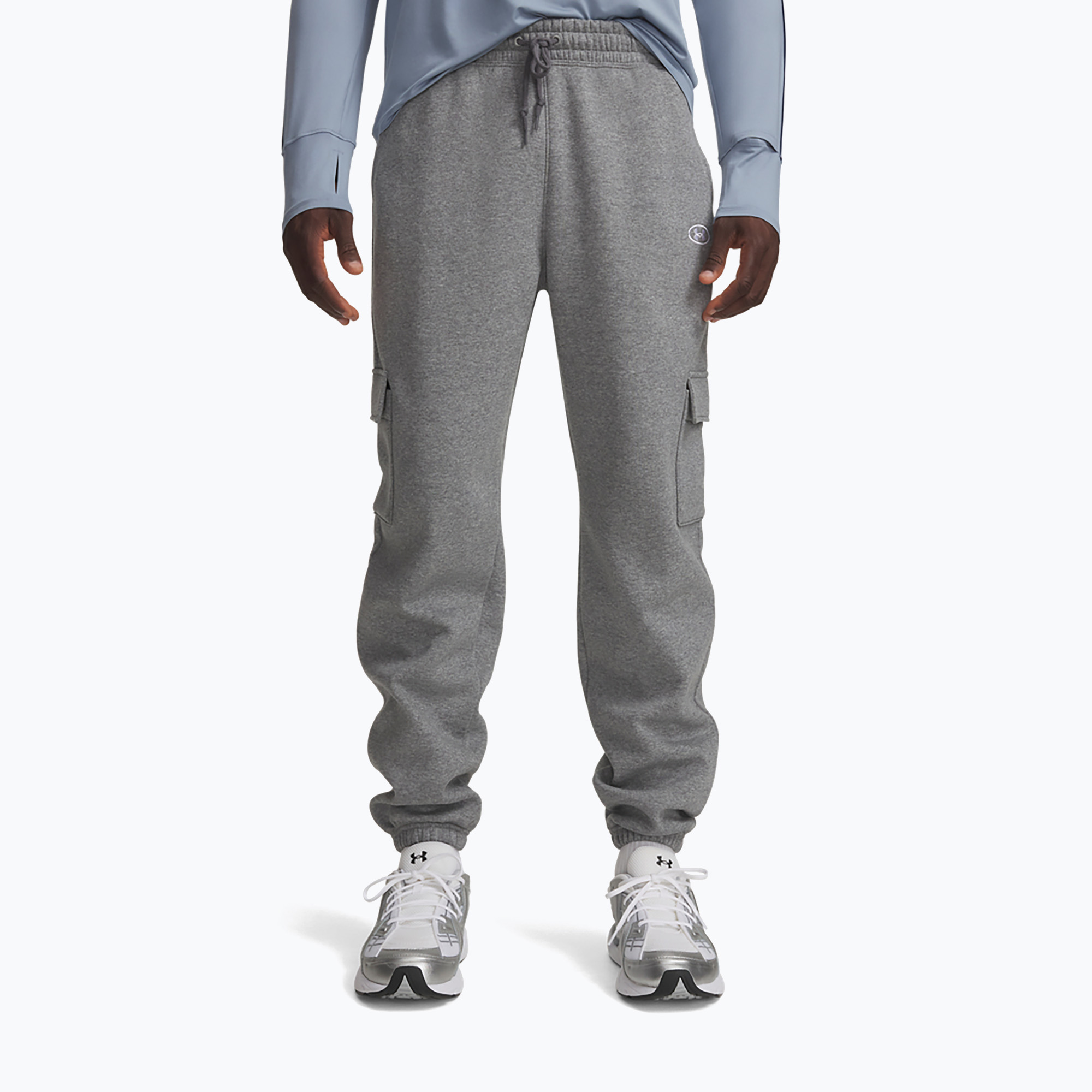 Мъжки панталони за бягане Under Armour Rival Fleece Cargo castlerock light heather/white