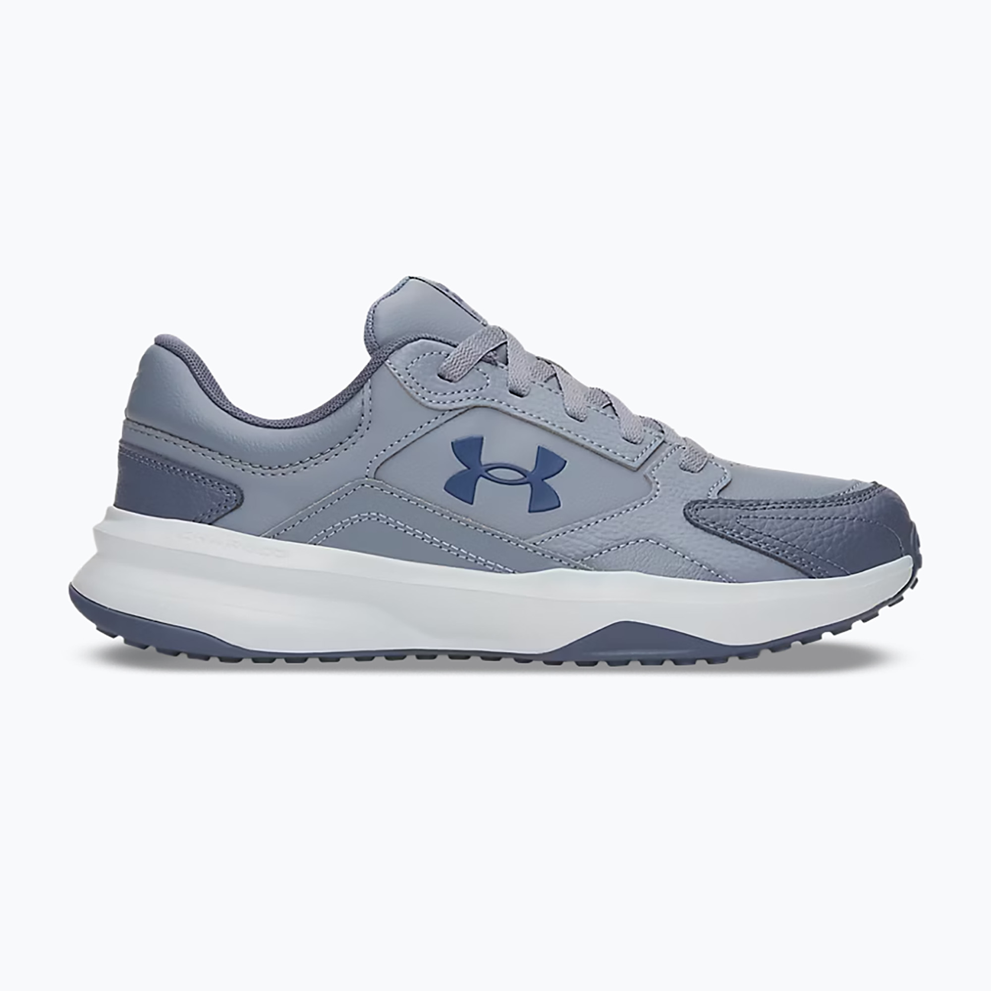 Pánske tréningové topánky Under Armour Edge Leather gravel/blue fog/blackout navy