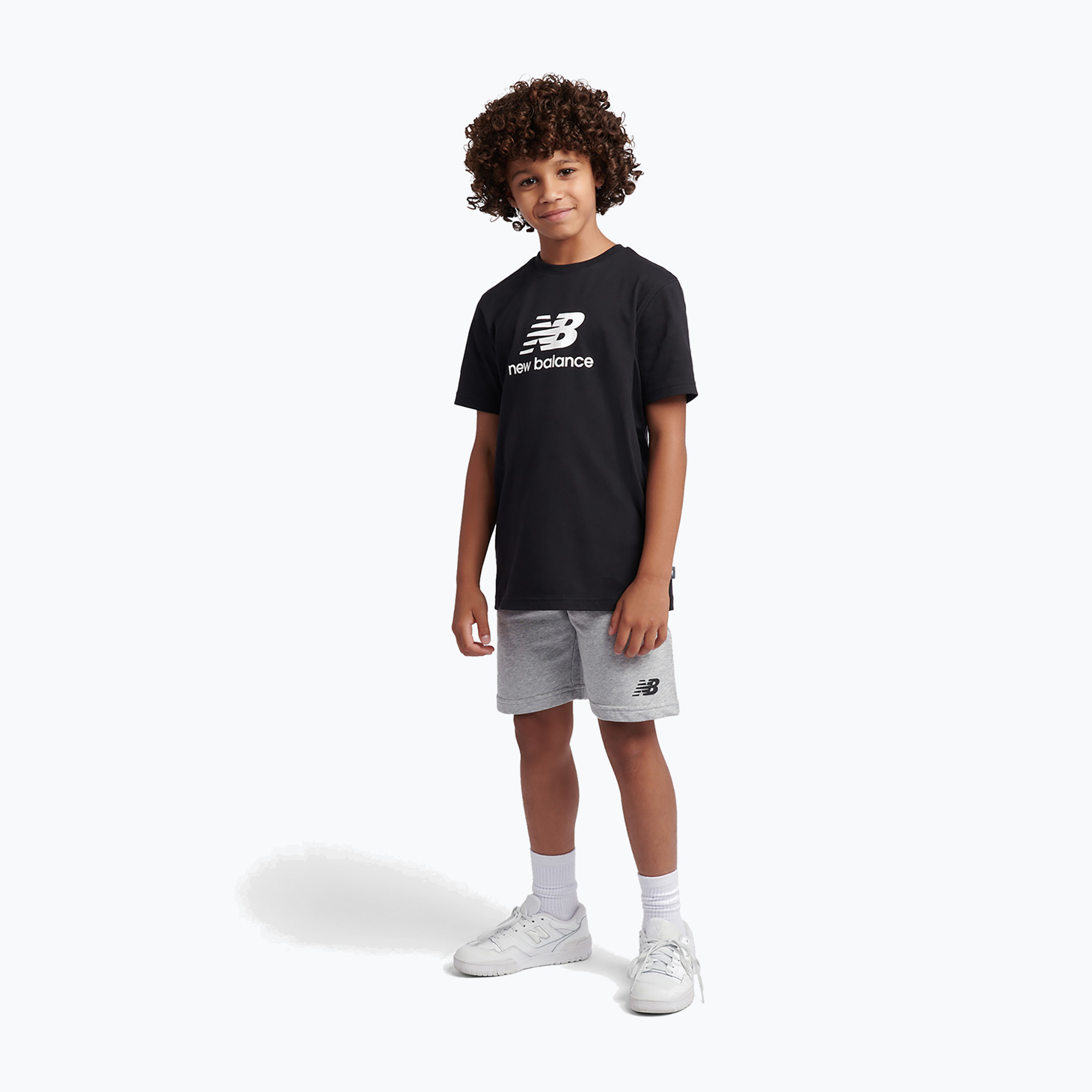Детски комплект New Balance Stacked Logo Tee & FT Short nb caviar