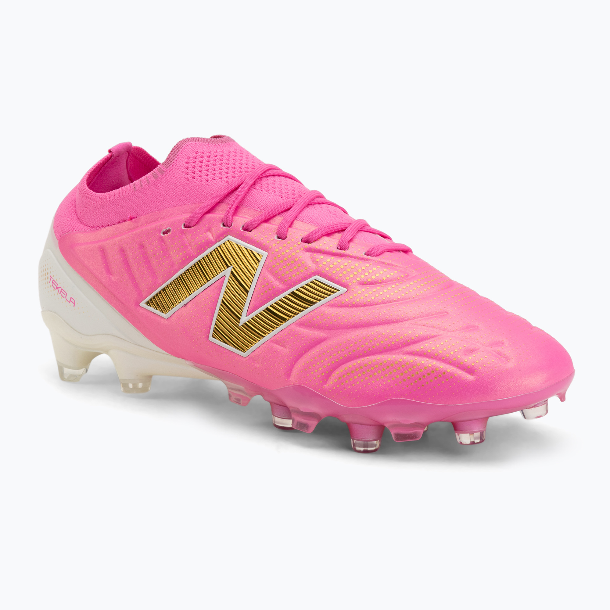 Buty piłkarskie New Balance Tekela Elite Low V5 FG pink heat/metallic gold/pink satin 