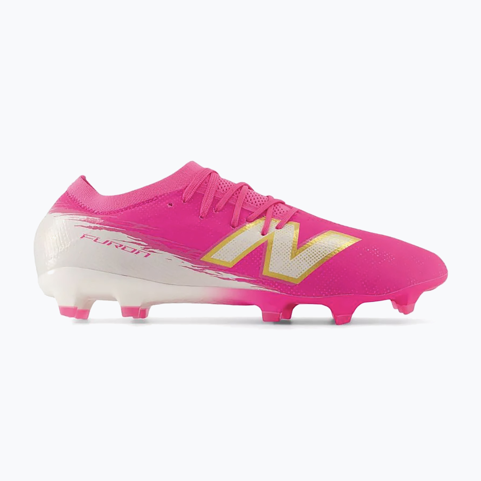 Buty piłkarskie New Balance Furon Team V8 FG pink heat/sea salt/gold metallic