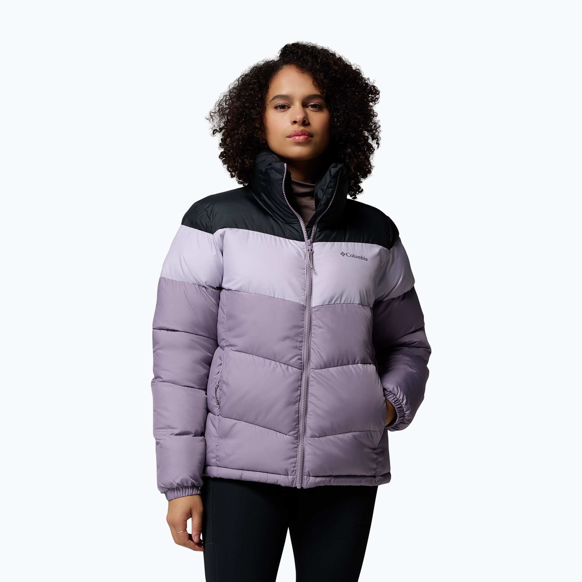 Kurtka ocieplana damska Columbia Puffect II Colorblock shale purple/lavender pearl/black 