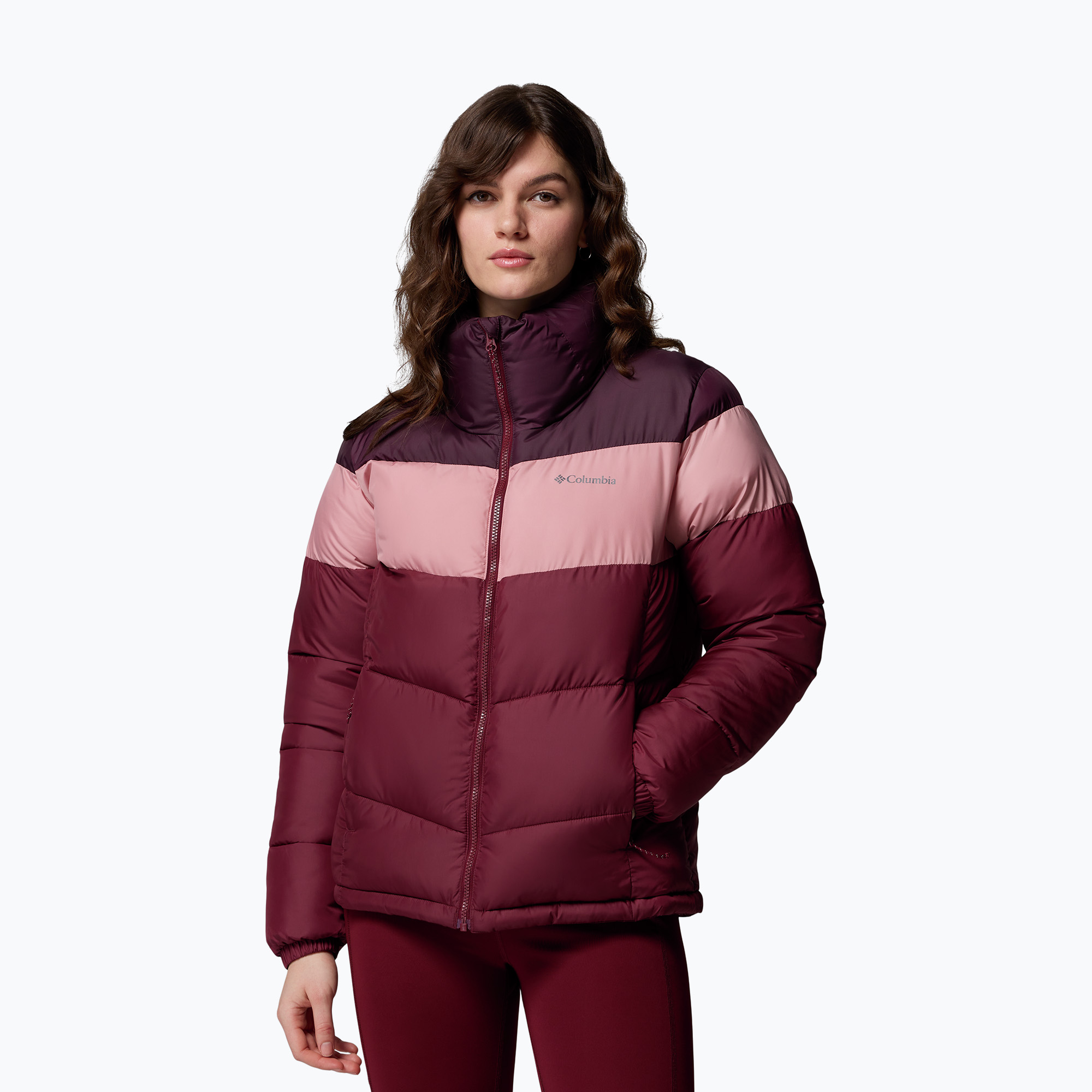 Kurtka ocieplana damska Columbia Puffect II Colorblock rich wine/eraser pink/moonvista 