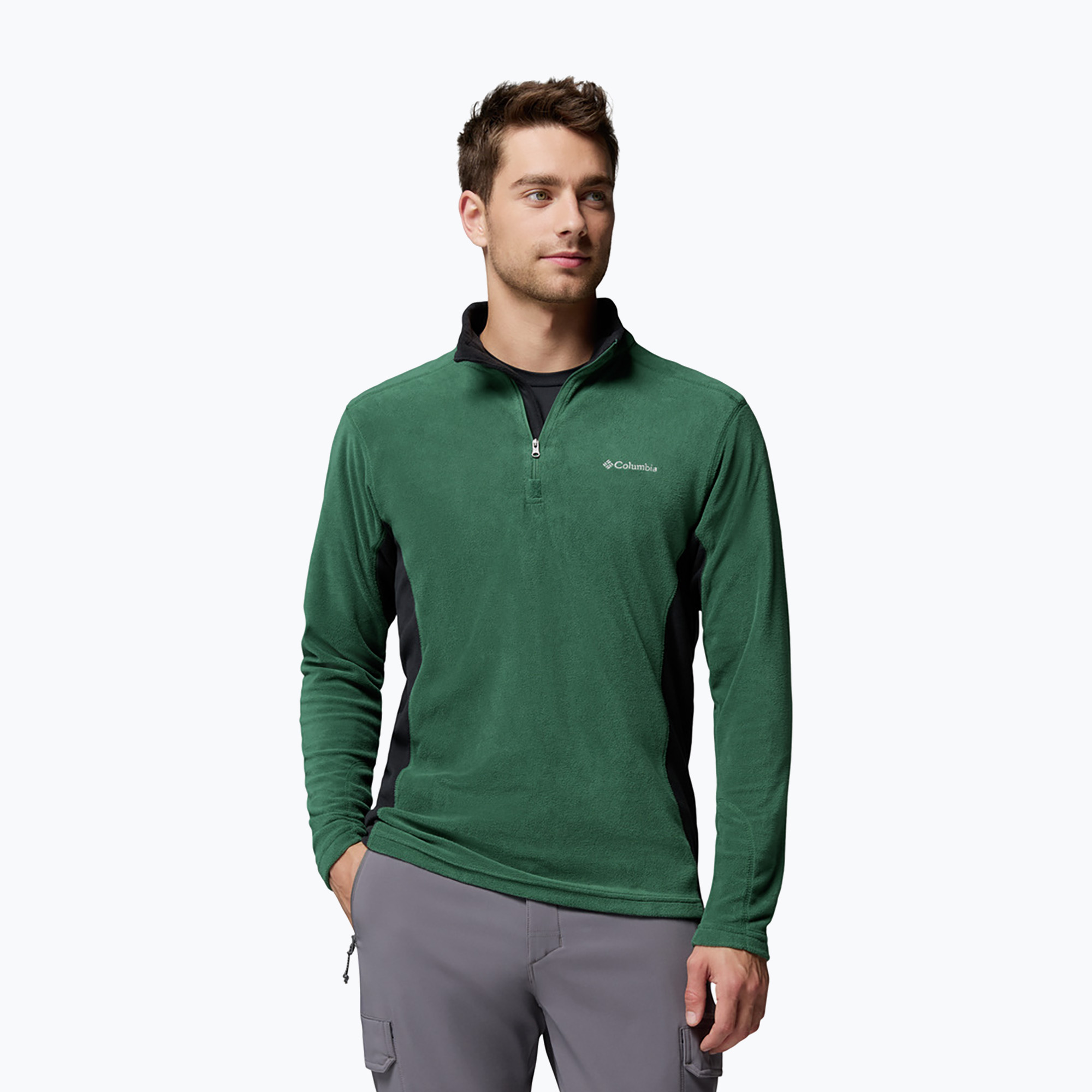 Bluză fleece pentru bărbați Columbia Klamath Range II HZ Rain Forest/Black