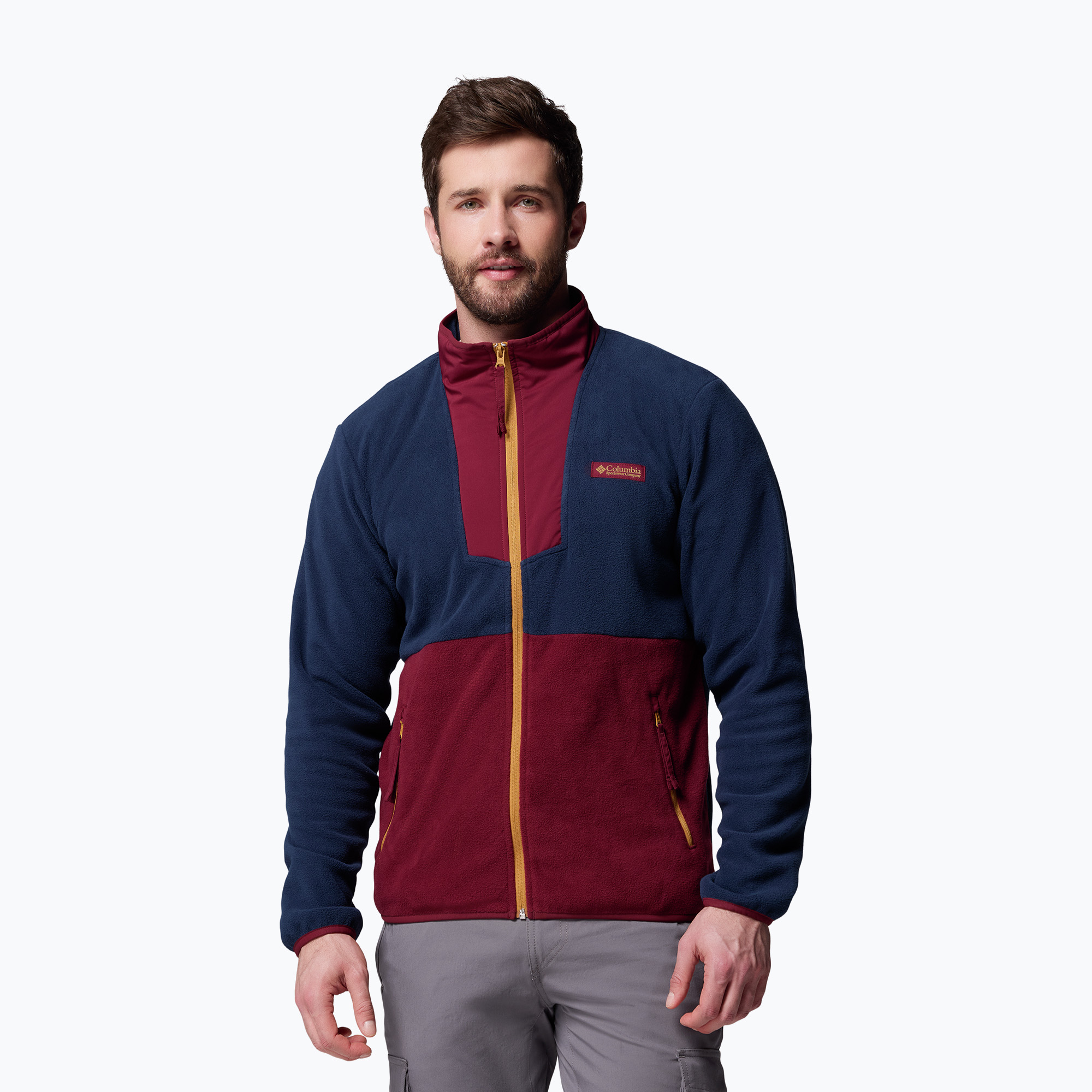 Bluza męska Columbia Sequoia Grove FZ Fleece rich wine/collegiate navy 