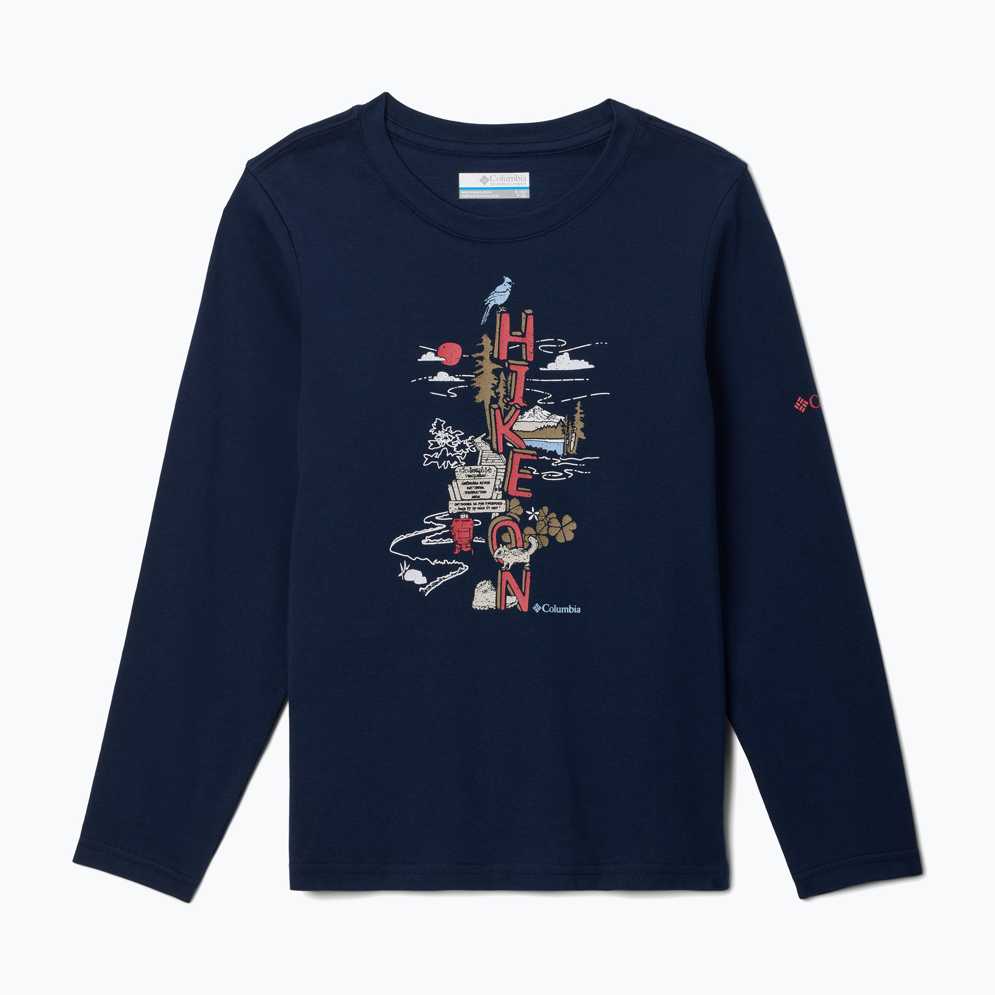 Longsleeve trekkingowy dziecięcy Columbia Dobson Pass Graphic Tee collegiate navy/hike on 