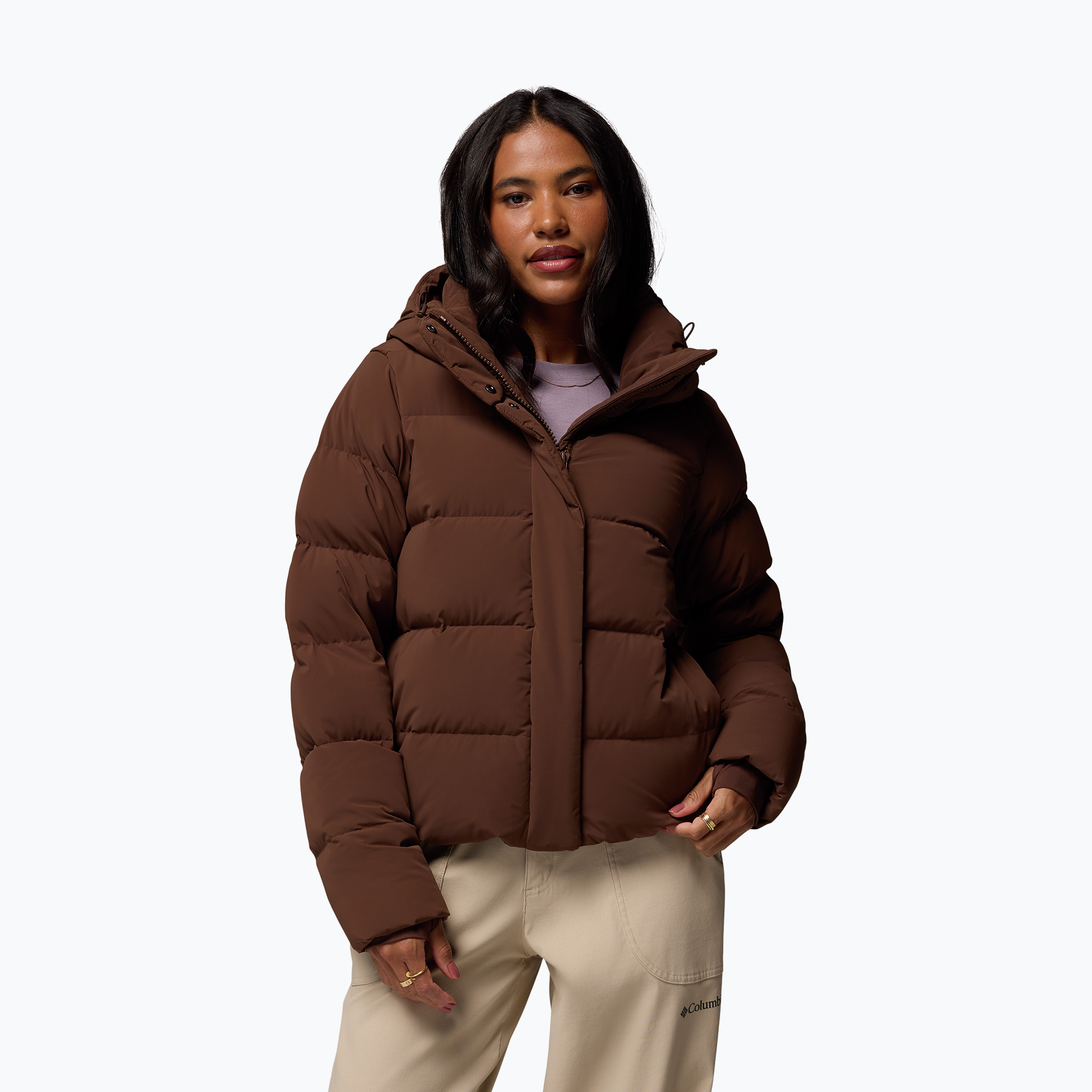 Kurtka puchowa damska Columbia Amaze Puff Hooded tobacco 
