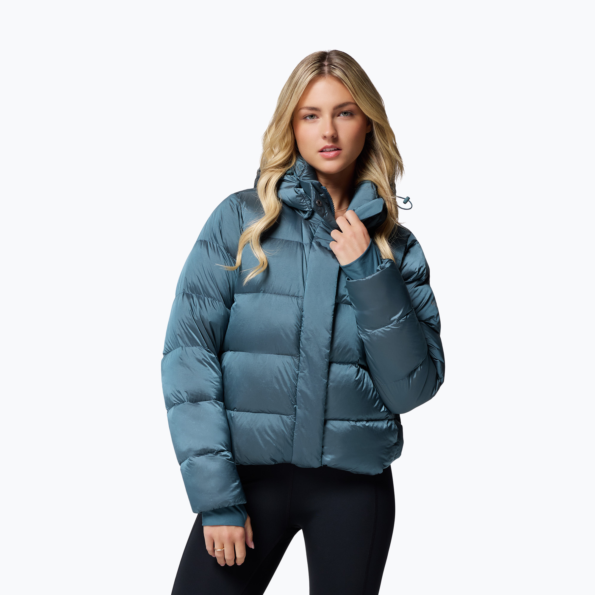 Kurtka puchowa damska Columbia Amaze Puff Hooded everblue high shine 