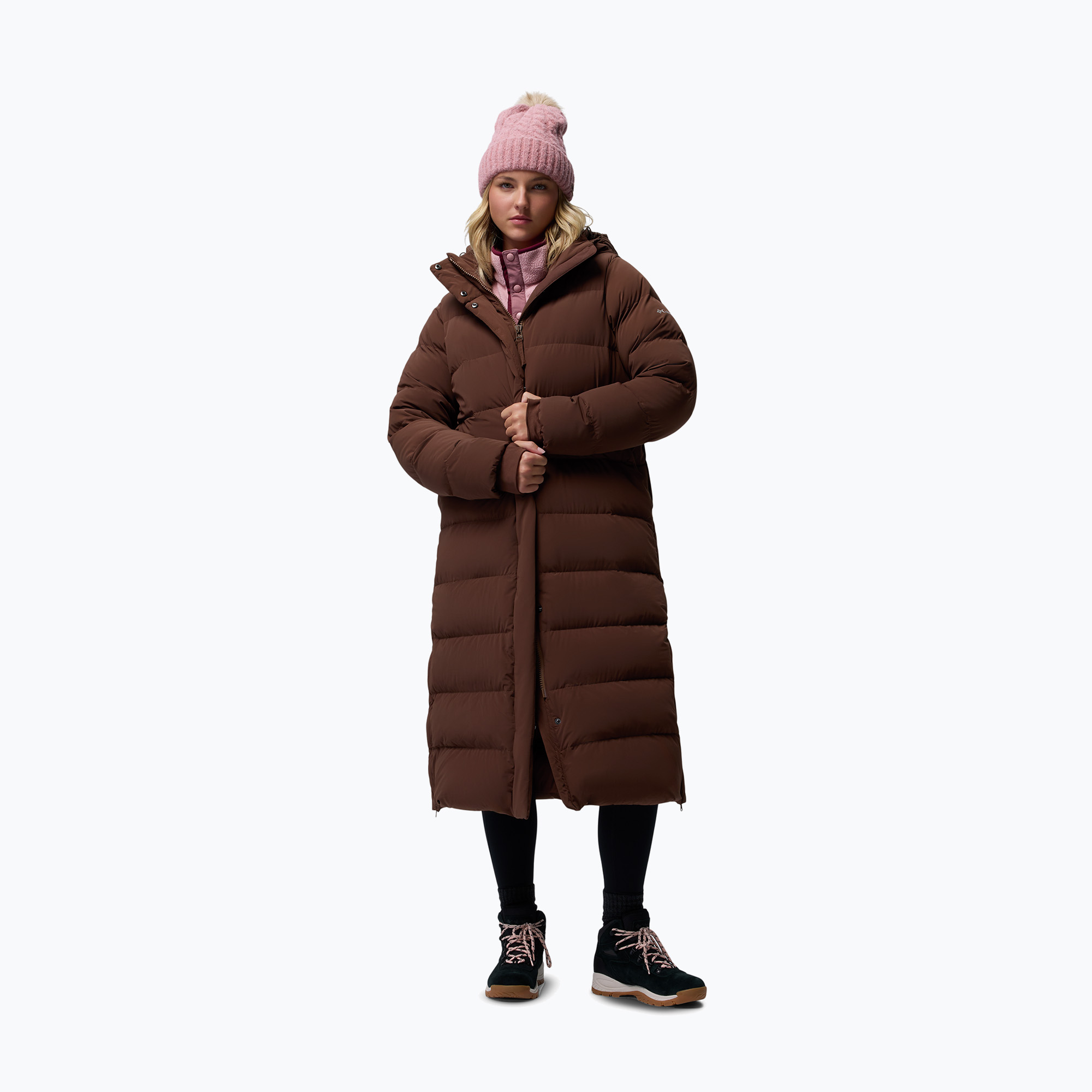 Płaszcz puchowy damski Columbia Amaze Puff Long Hooded tobacco 