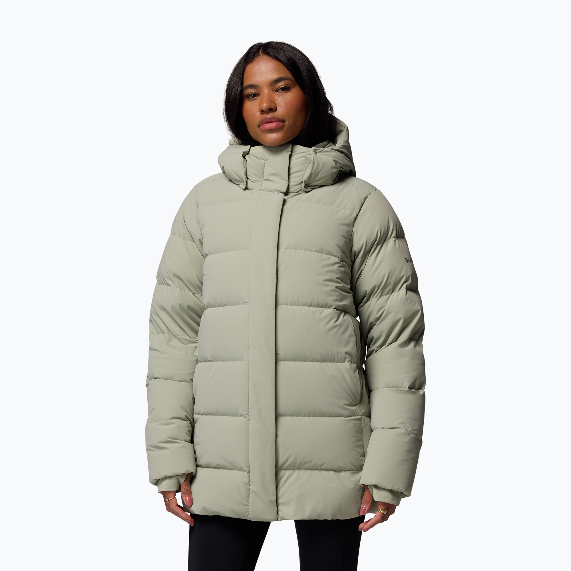 Kurtka puchowa damska Columbia Amaze Puff Mid Hooded safari 