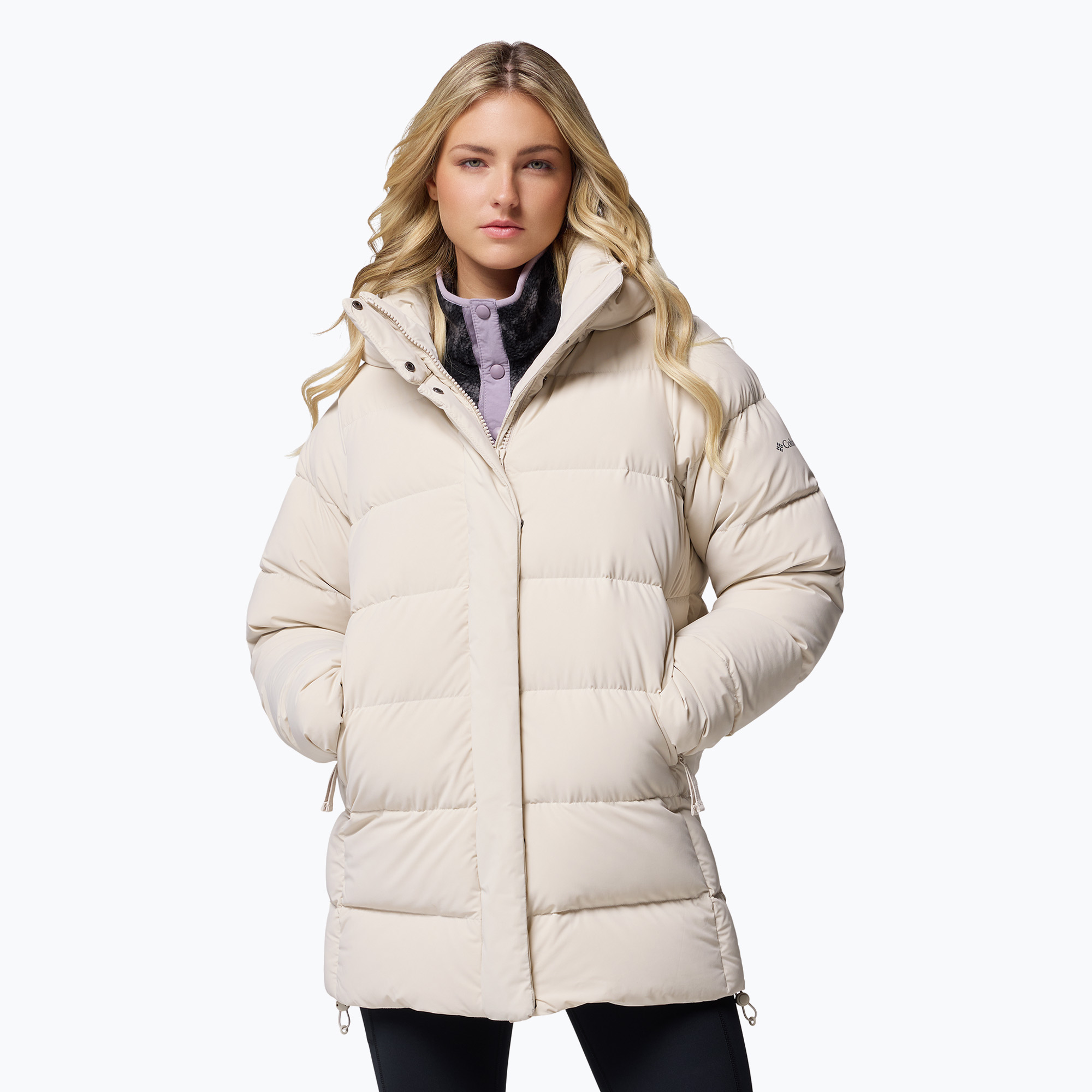 Kurtka puchowa damska Columbia Amaze Puff Mid Hooded dark stone 