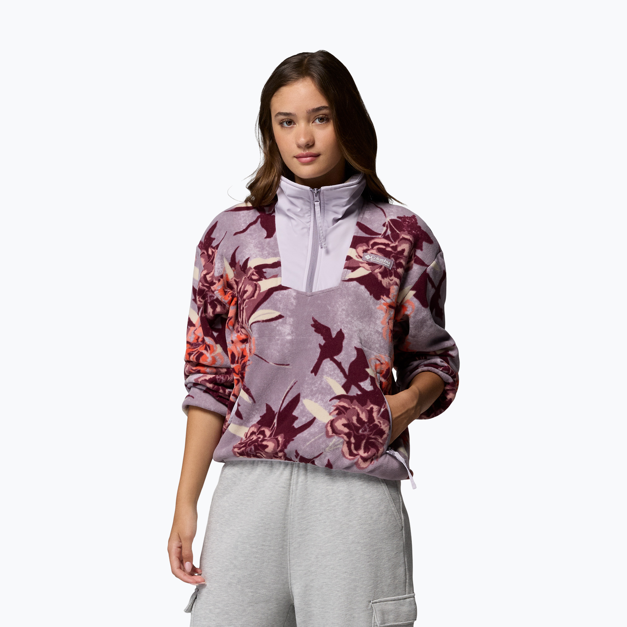 Bluza damska Columbia Sequoia Grove Printed Half Zip shale purple blossoming 