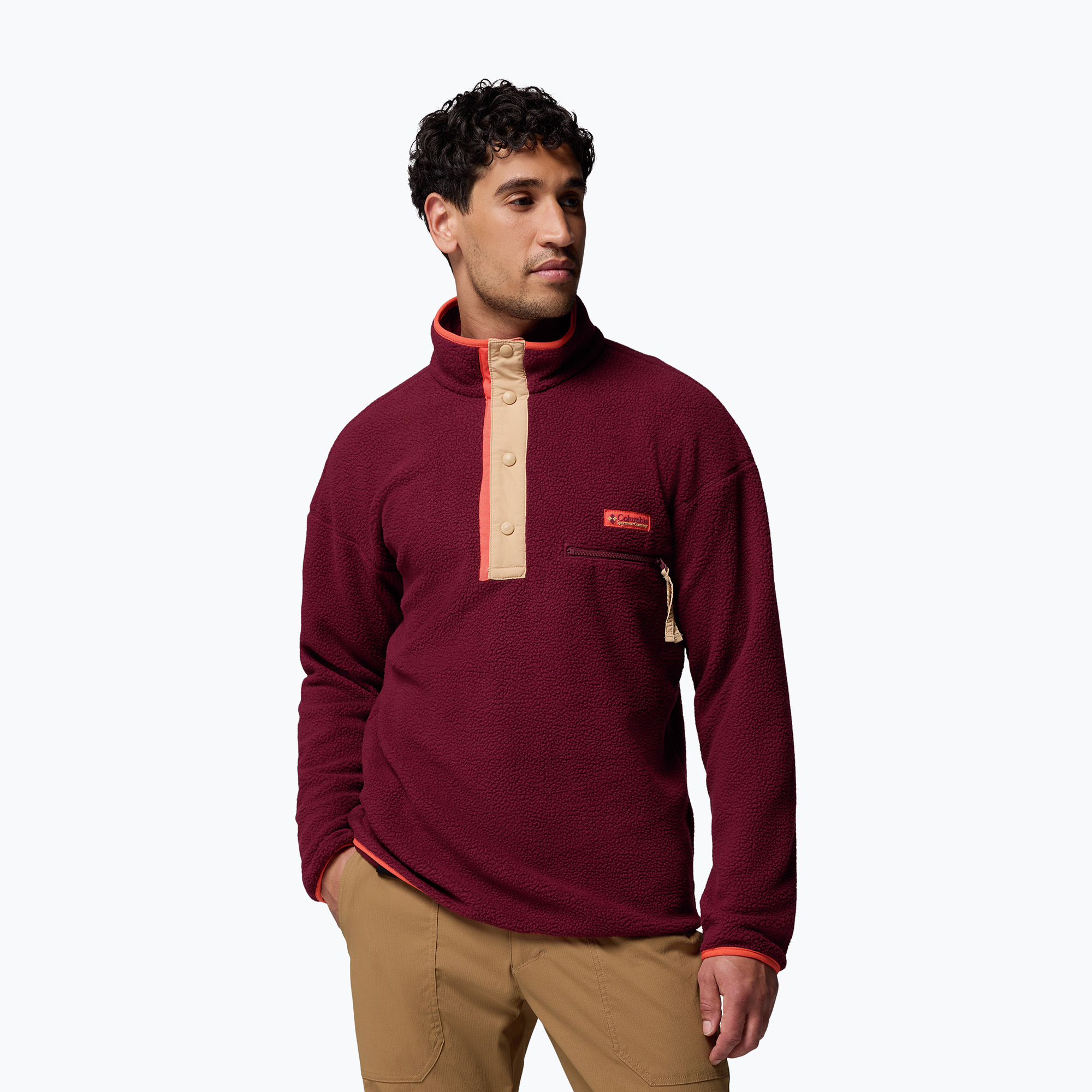 Bluza polarowa męska Columbia Helvetia II Half Snap Fleece rich wine 