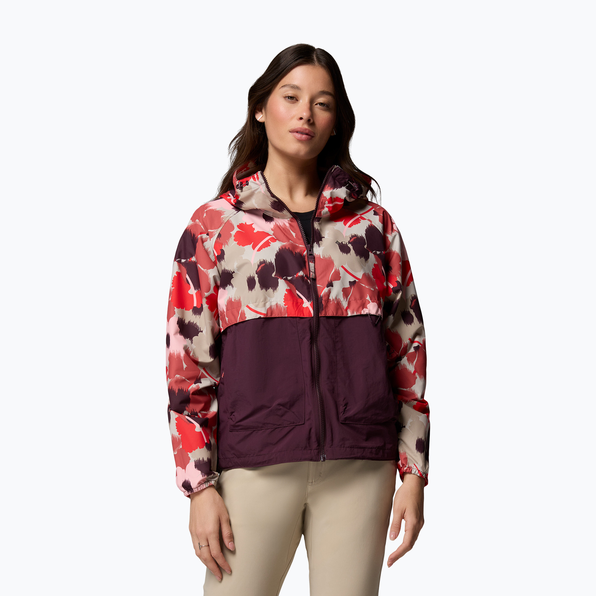 Kurtka przeciwwiatrowa damska Columbia Spire Valley Printed Windbreaker washed red ikatbloom print/moonvista