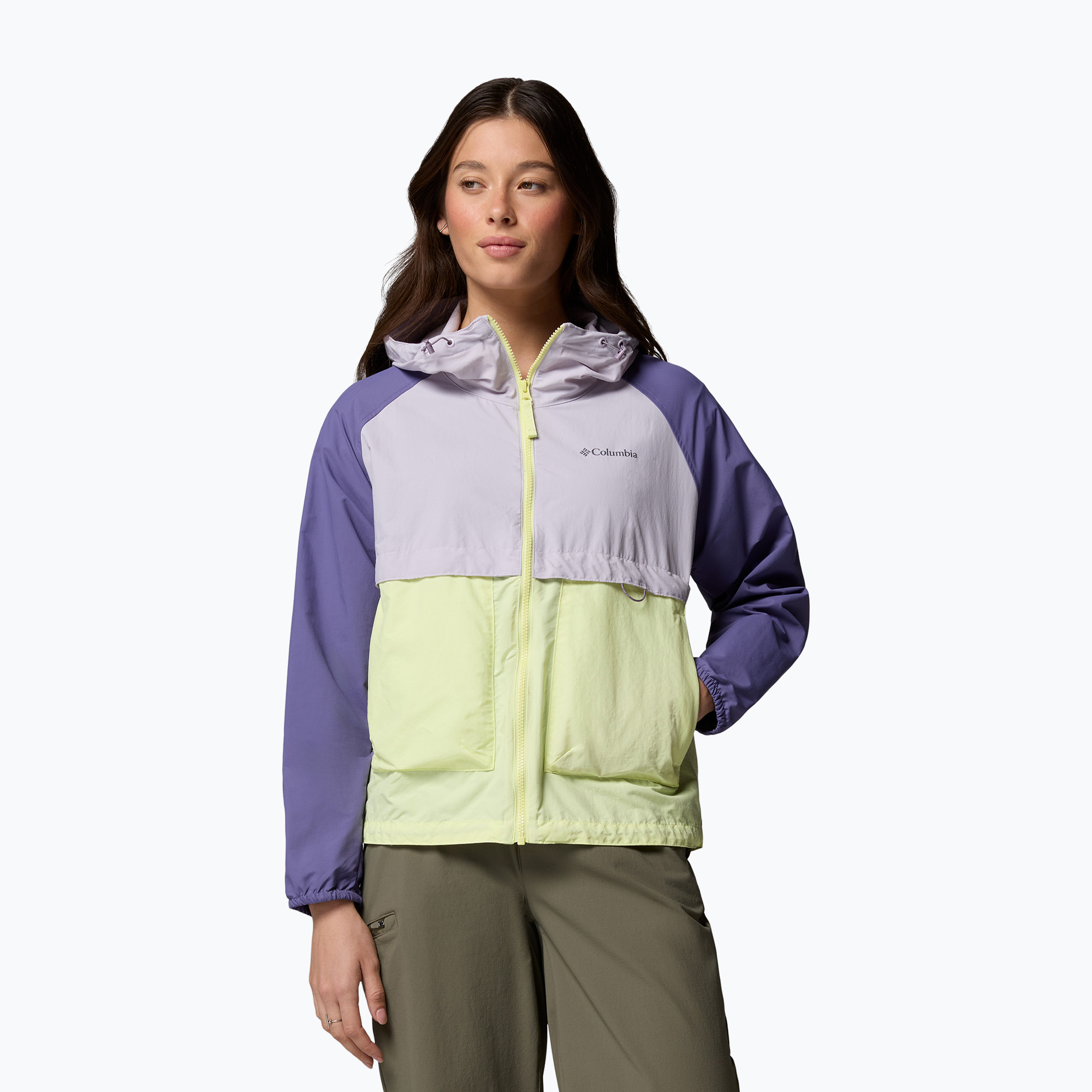 Kurtka przeciwwiatrowa damska Columbia Spire Valley Windbreaker citron haze/lavender pearl/stormwatch 