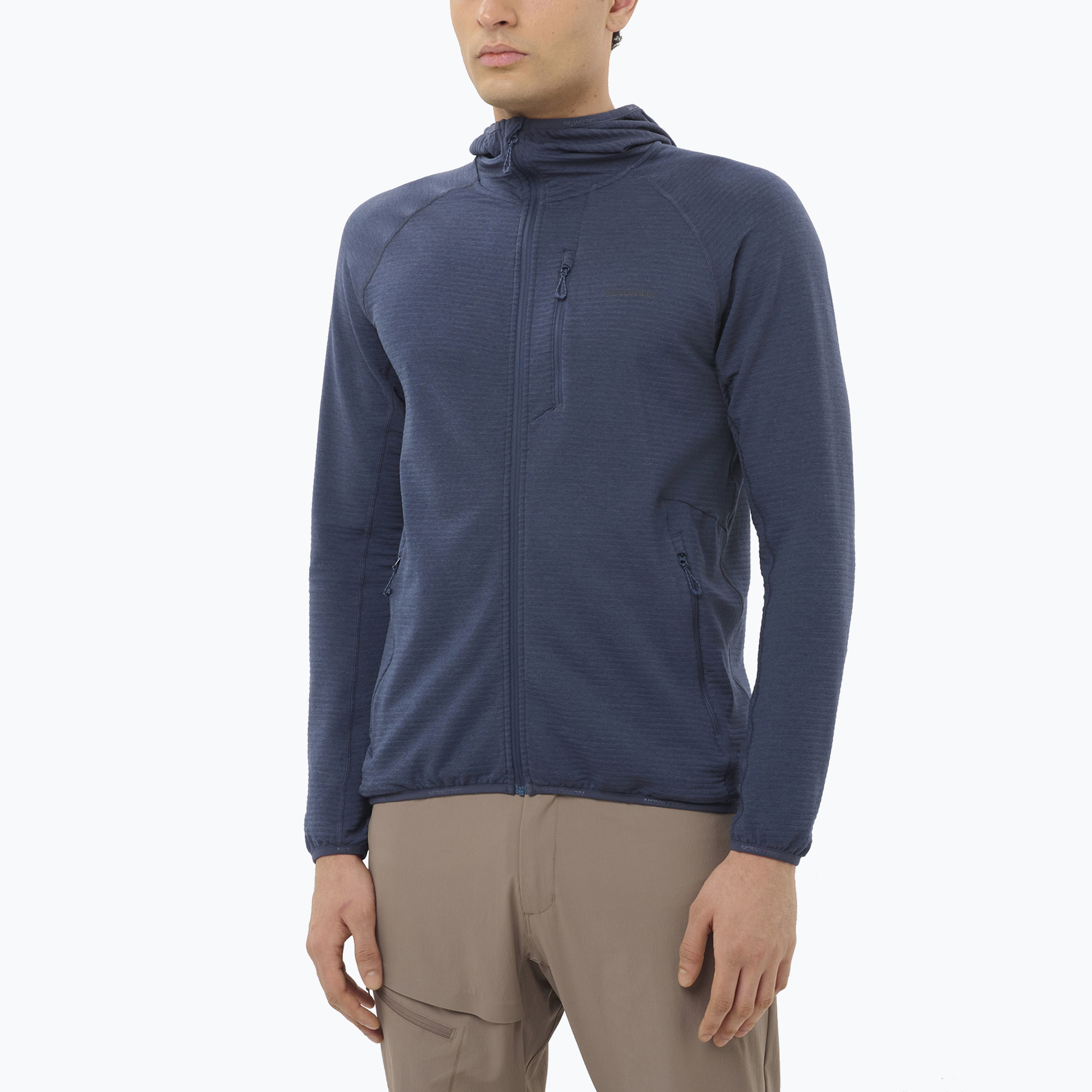 Men's Salomon Essential Lightwarm Hoodie blue nights trekking sweatshirt (L)