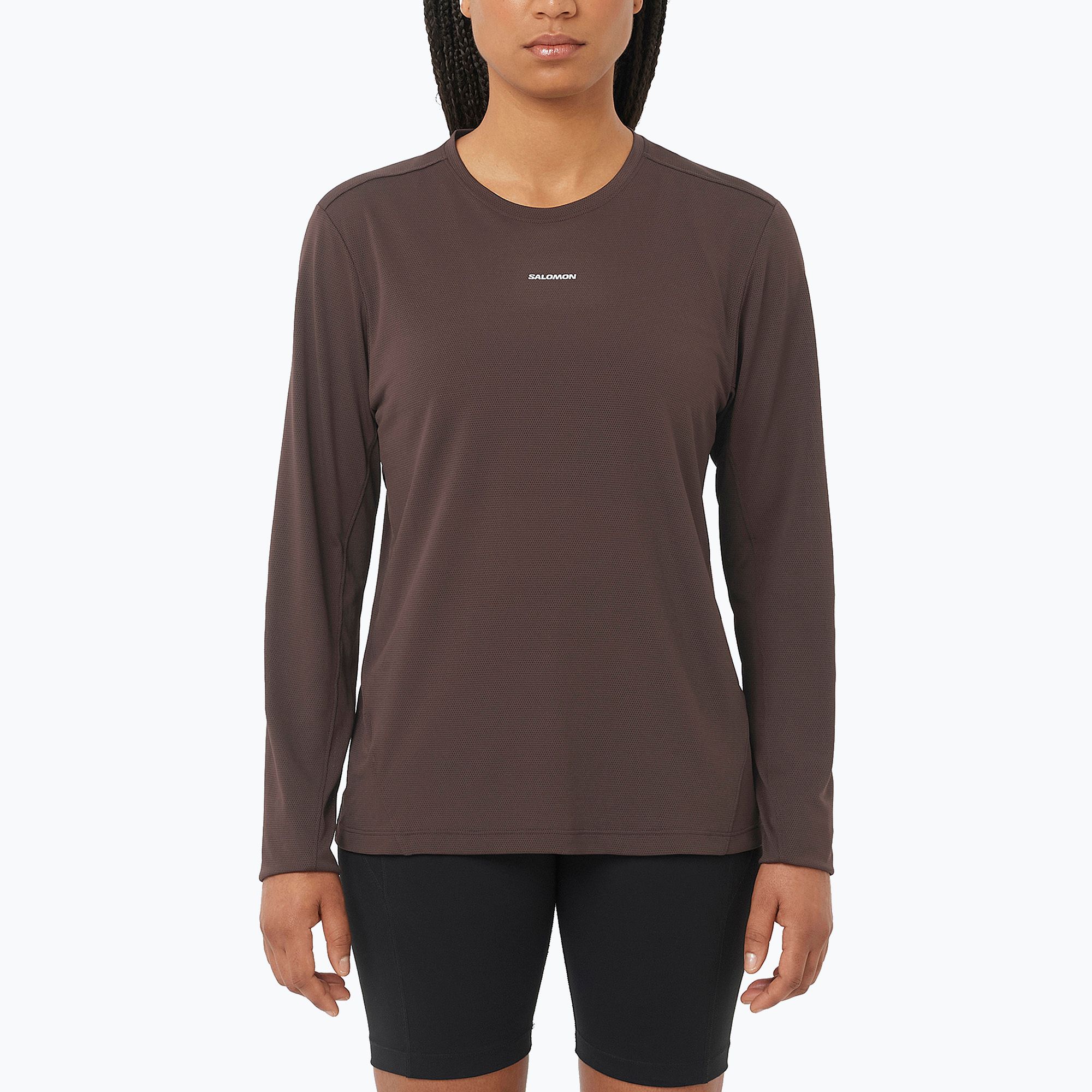 Longsleeve damski Salomon Shakeout Core coffe bean 