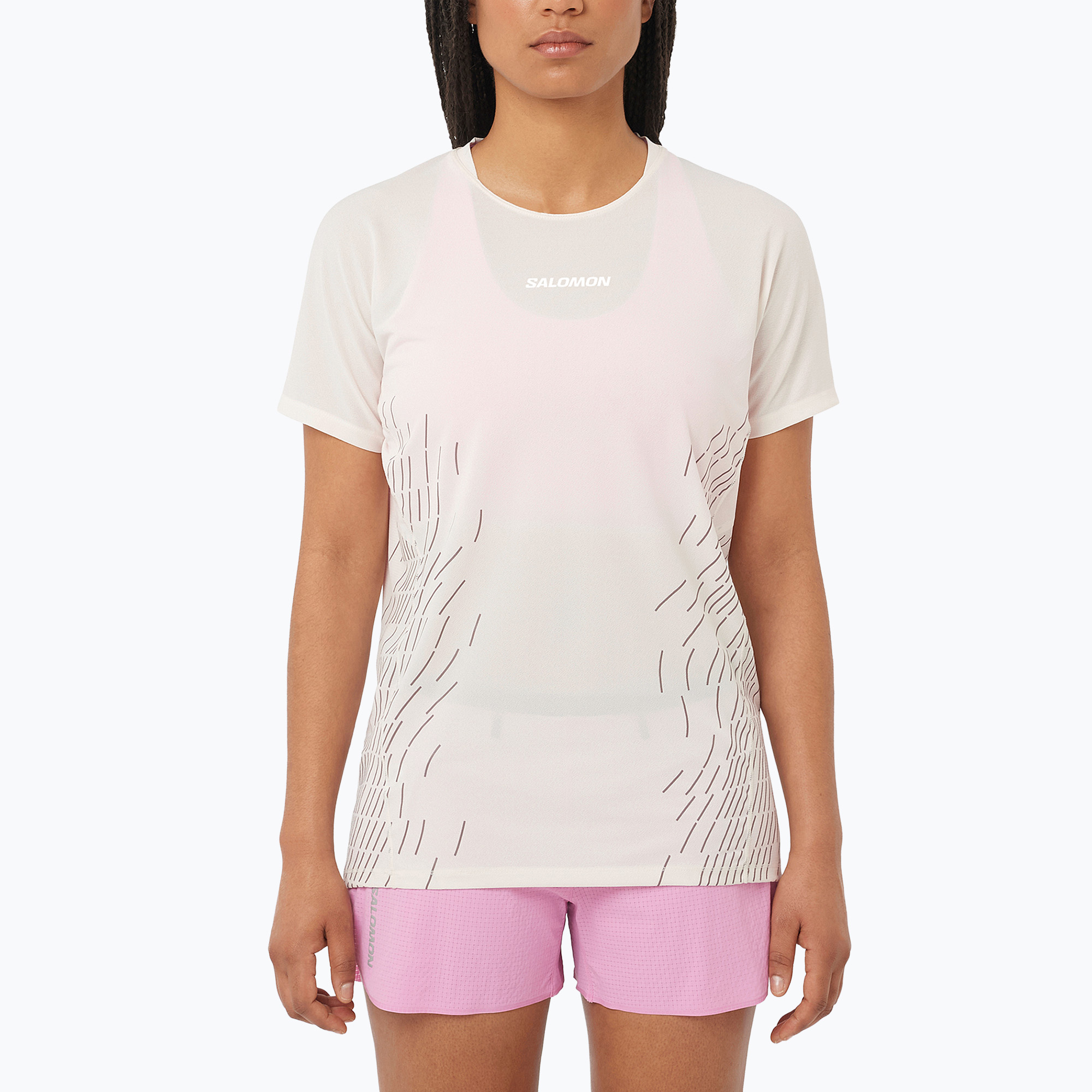 Koszulka do biegania damska Salomon Sense Aero SS Tee GFX whisper white 