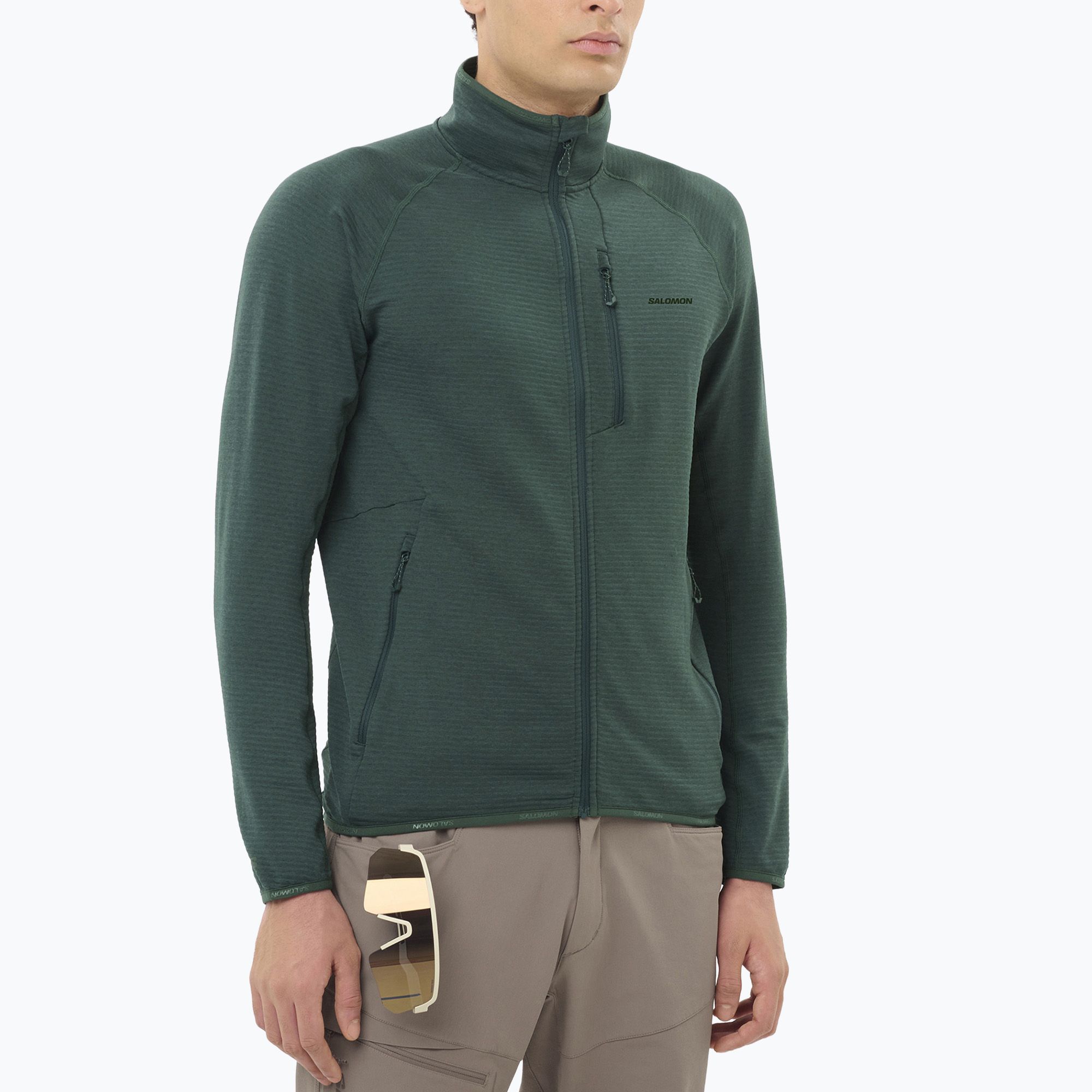Bluza trekkingowa męska Salomon Essential Lighwarm Full Zip green gables 