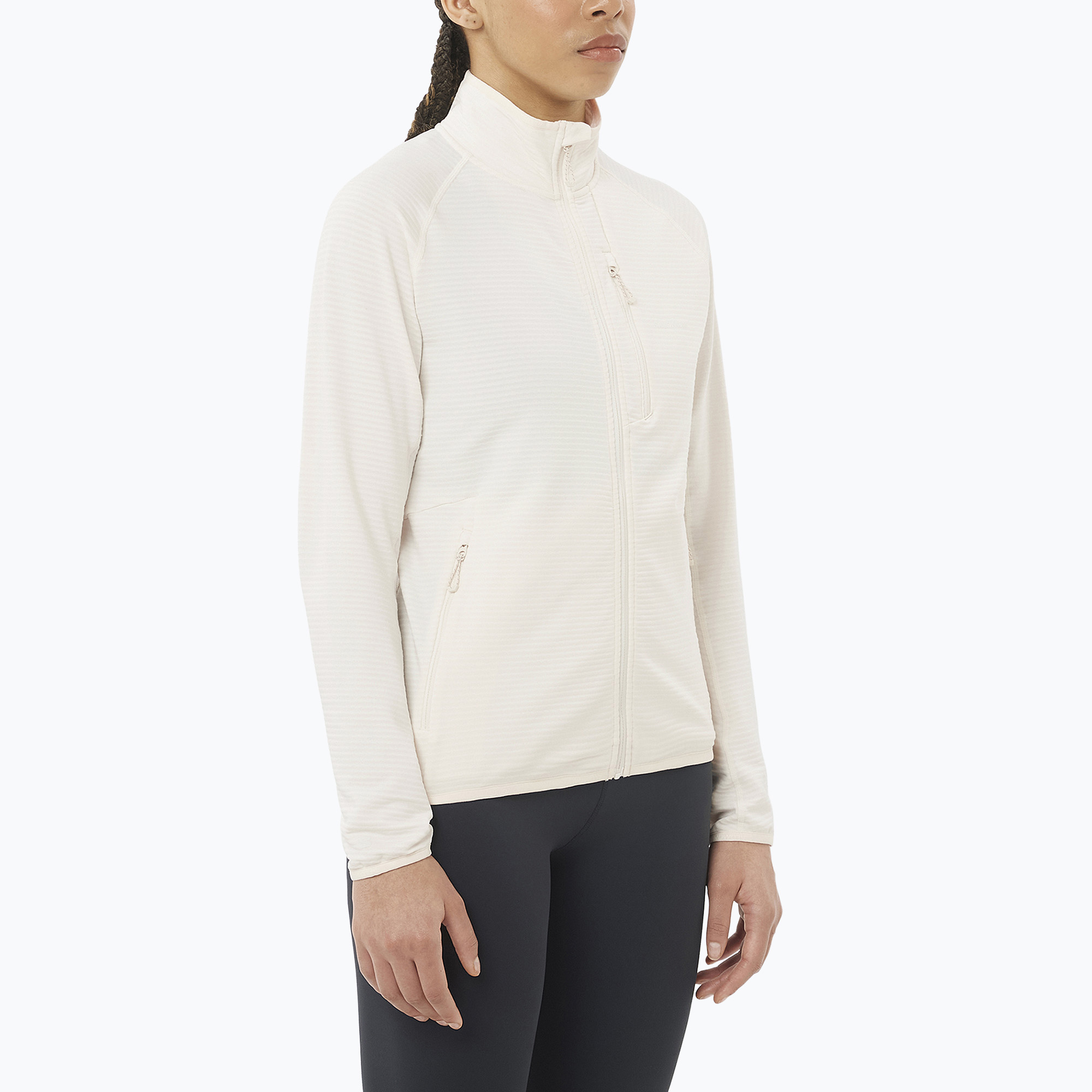 Dámska trekingová mikina Salomon Essential Lightwarm Full Zip whisper white