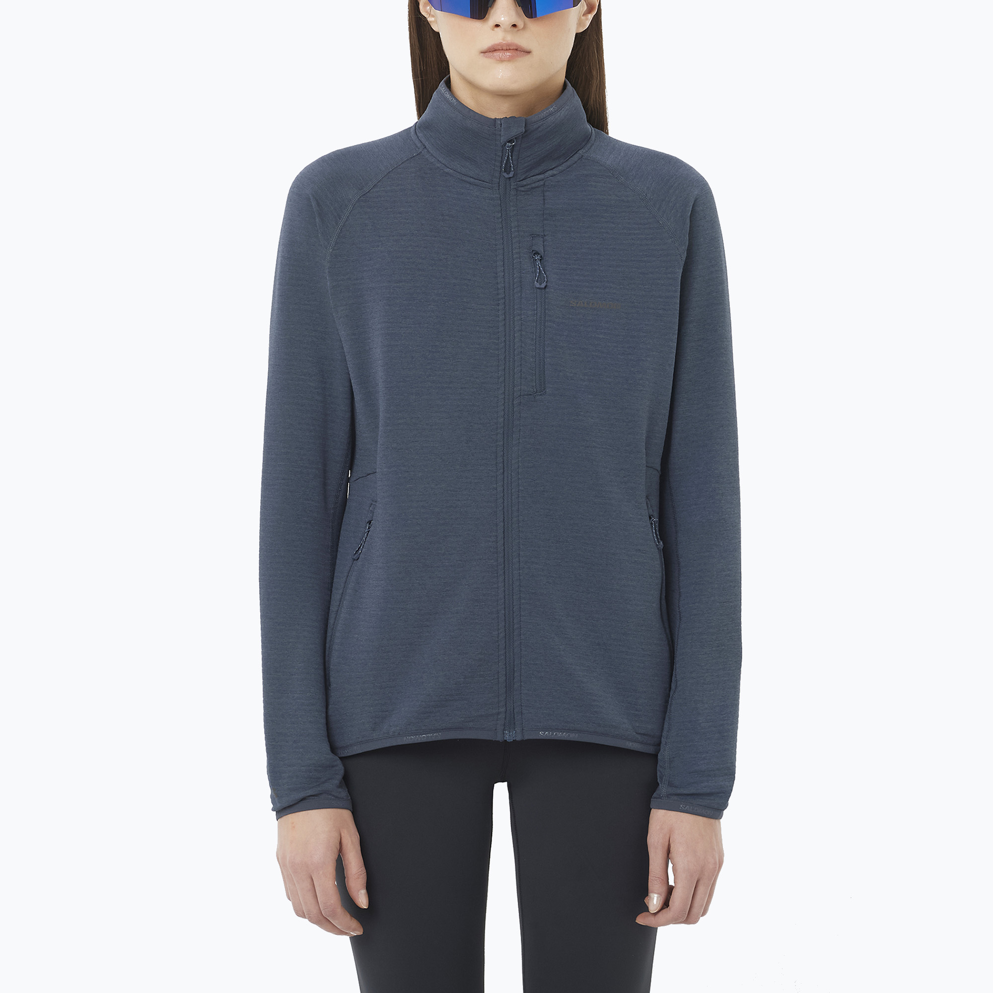 Bluza polarowa damska Salomon Lightwarm Full Zip blue nights 