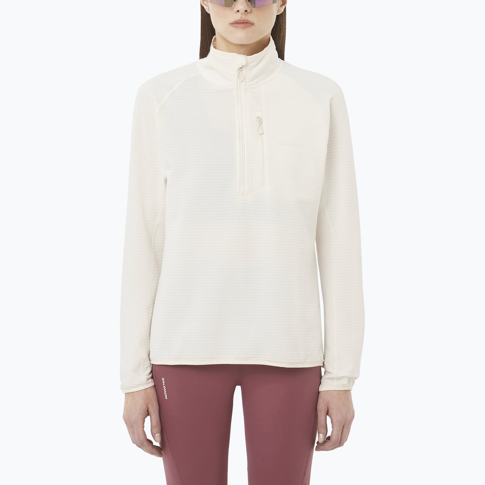 Salomon Essential Lightwarm Half Zip women's trekking sweatshirt whisper white (S)