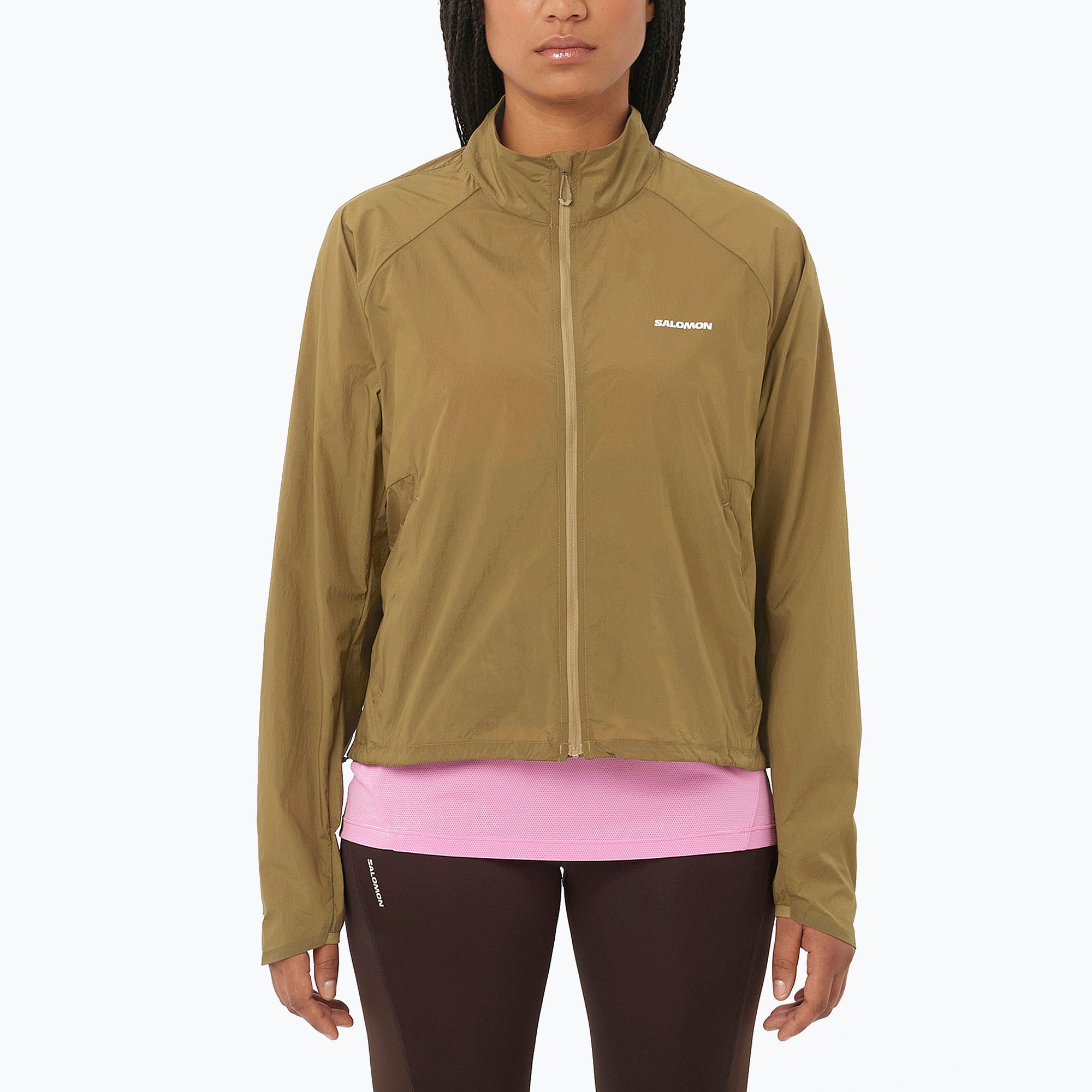 Kurtka do biegania damska Salomon Shakeout Fly brilliant olive 