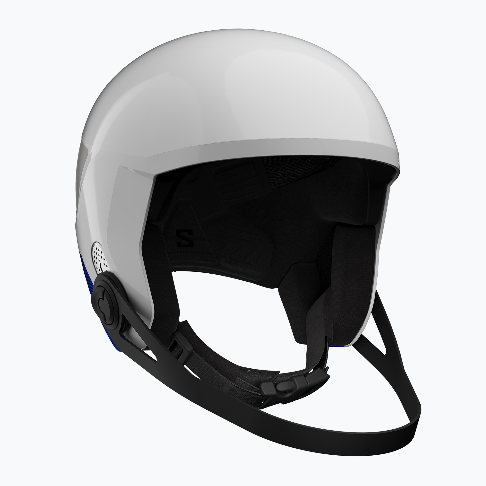 Детска скиорска каска Salomon Equipe Fis   Chinguard Jr white/race blue
