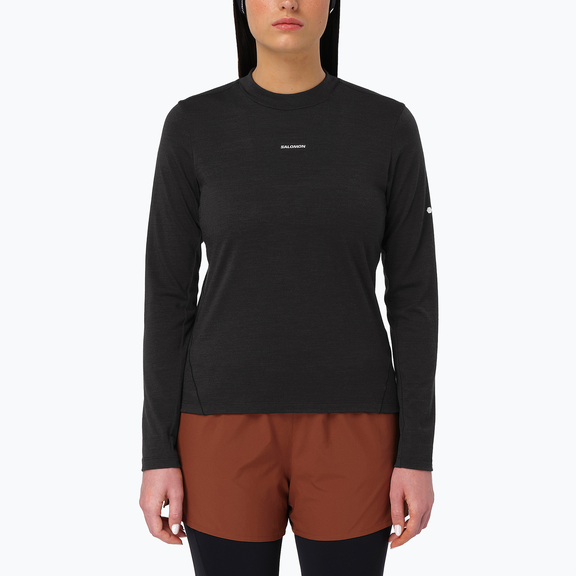 Longsleeve do biegania damski Salomon Sense Merino Tee LS deep black